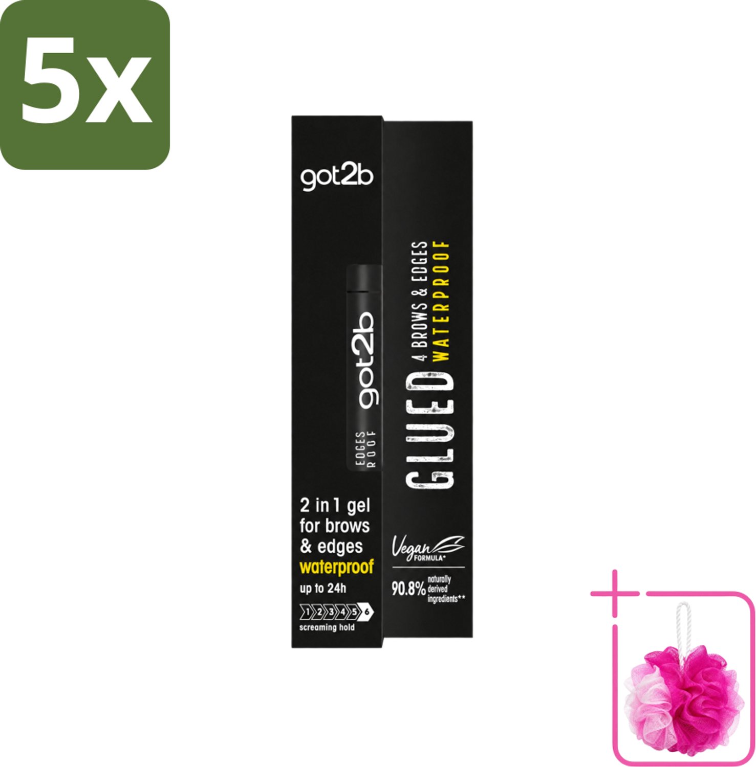 5 x Got2B - Wenkbrauwgel - 4 Brows & Edges Waterproof Transparant - 16 ml - Bulkverpakking - Wenkbrauwen stylen - Douchemop - Haarranden stylen