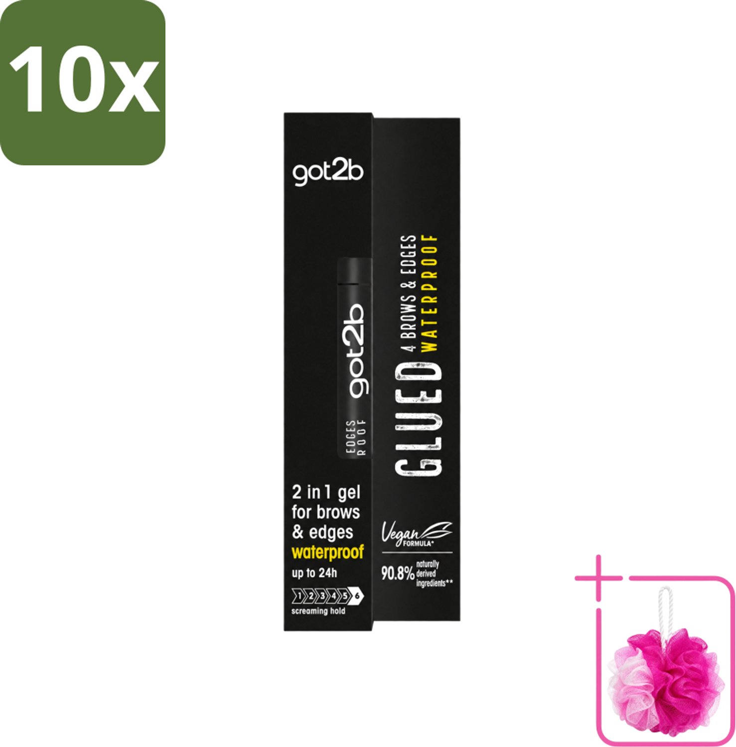 10 x Got2B - Wenkbrauwgel - 4 Brows & Edges Waterproof Transparant - 16 ml - Bulkverpakking - Wenkbrauwen stylen - Douchemop - Haarranden stylen