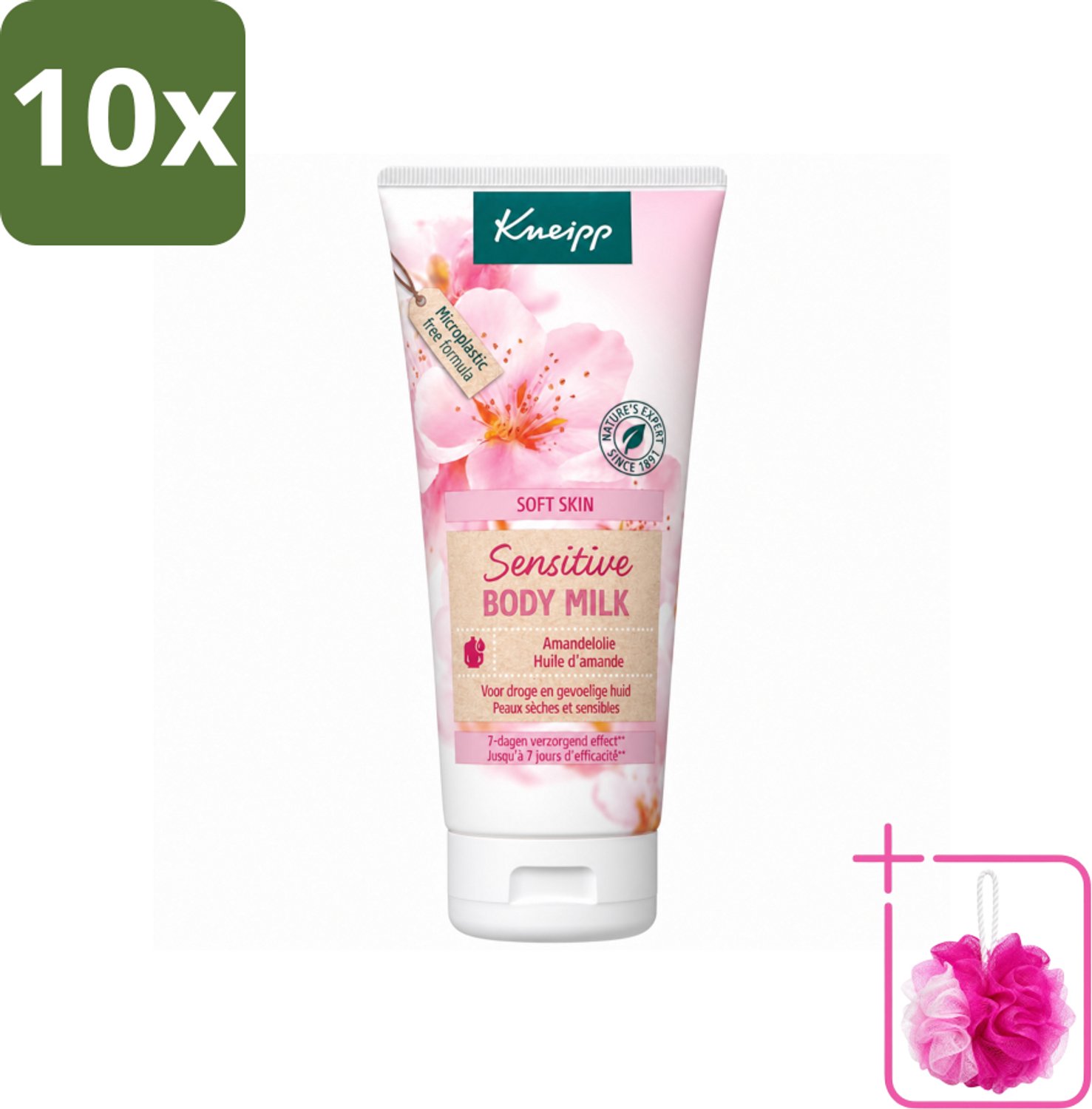 10 x Kneipp - Body lotion - Soft Skin - Amandelbloesem - 200 ml - Bulkverpakking - Gevoelige huid verzorging - Douchemop - Droge huid verzorging