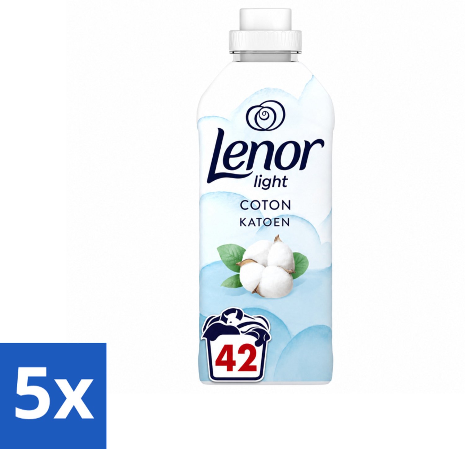 5 x Lenor Light - Wasverzachter - Katoen - Fris & Zacht - 42 Wasbeurten - Voordeelverpakking - 5 stuks