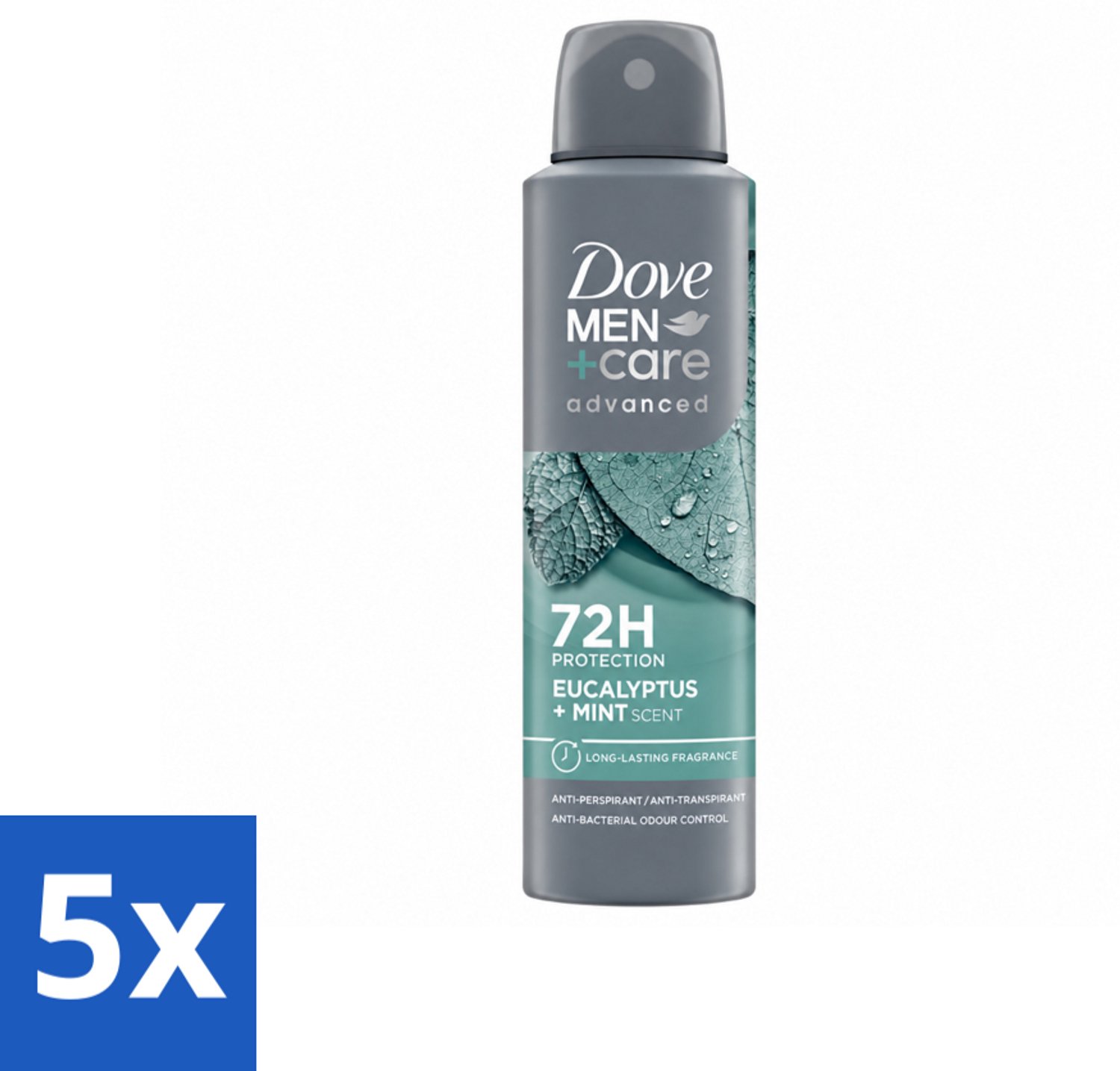 5 x Dove Men+Care Deodorant Spray - Eucalyptus & Mint - 150 ml - Voordeelverpakking - 5 stuks