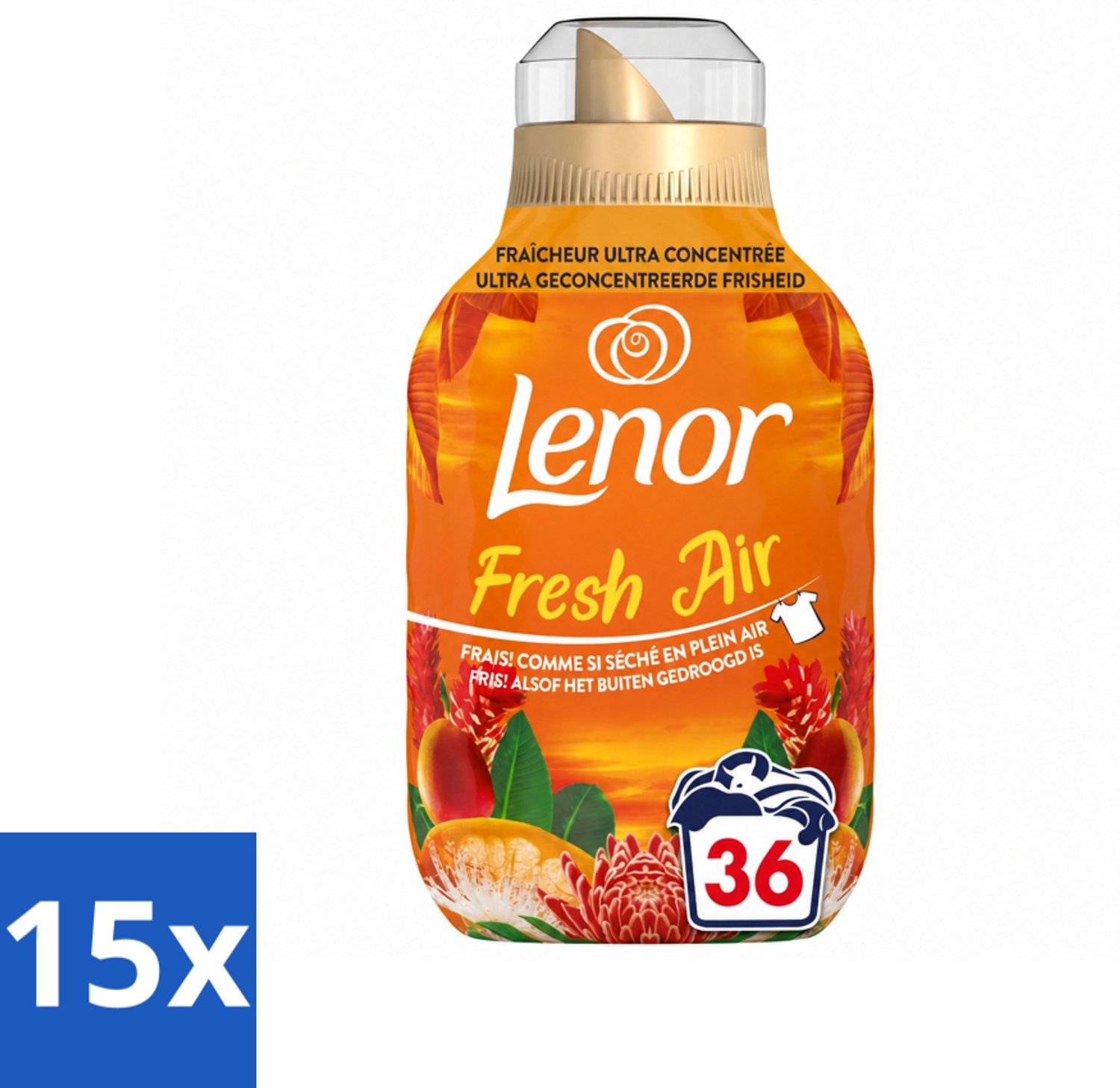 15 x Lenor - Wasverzachter - Fresh Air Tropenzon - Ultra Geconcentreerd - 36 Wasbeurten - Voordeelverpakking - 15 stuks