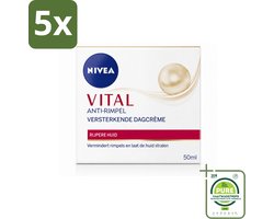 5 x NIVEA - VITAL Dagcrème - Anti-Rimpel Gezichtscrème - Versterkend - 50 ml - Grootverpakking - Vaatwasstrips - Anti-rimpel Crème - Gezichtsverzorging - Huidversterking - Rimpelverlichting - Dagcrème