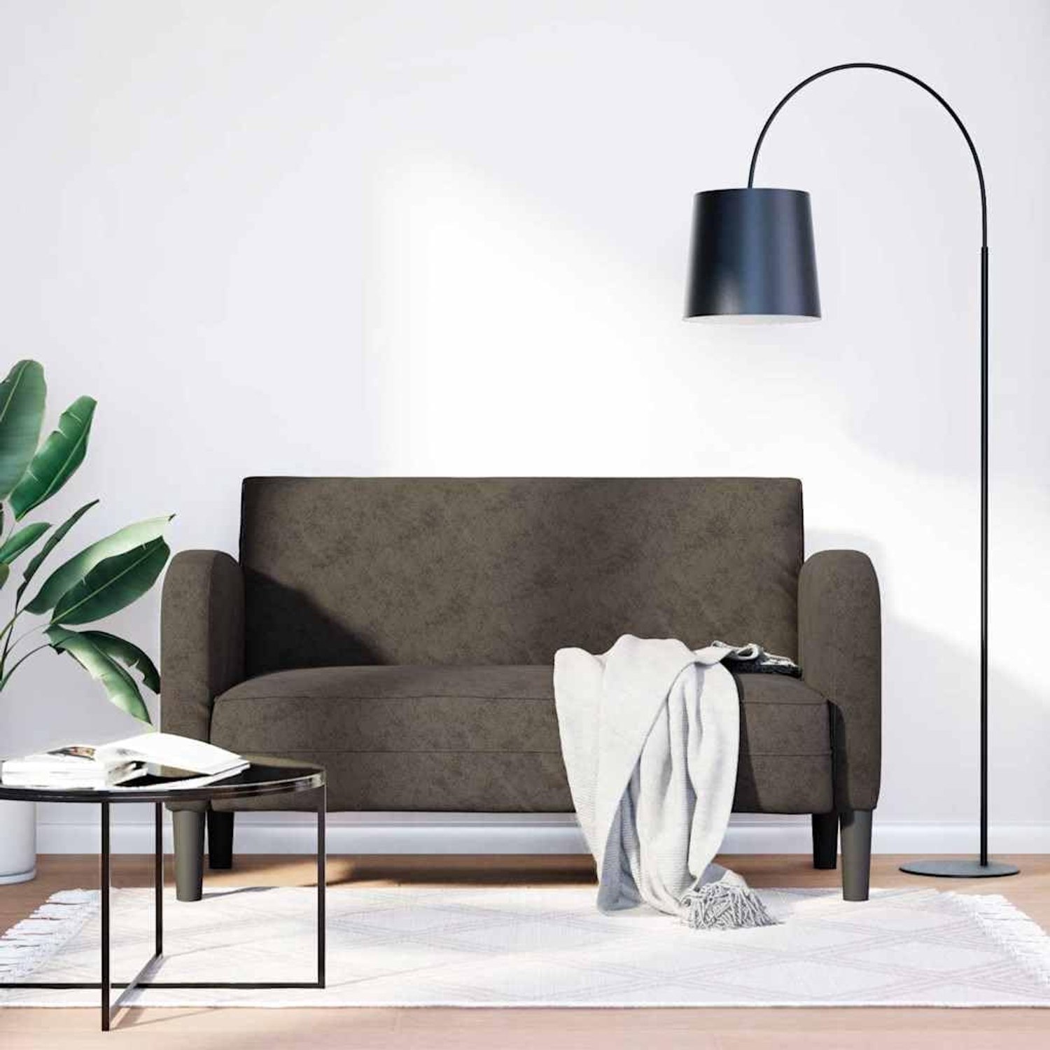 Grijs kunstleer sofa tweezits grijs 110 cm met schuim en veer voor stabiliteit en comfort