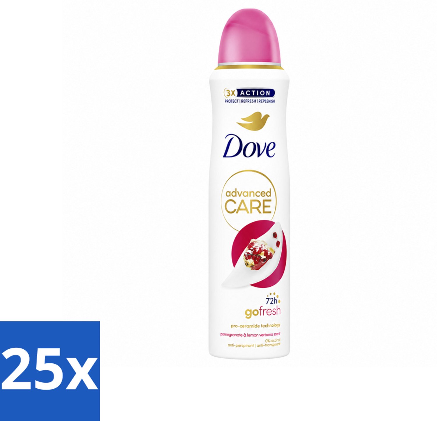 25 x Dove Deodorant Spray - Granaatappel & Citroenverbena - 150 ml - Voordeelverpakking - 25 stuks