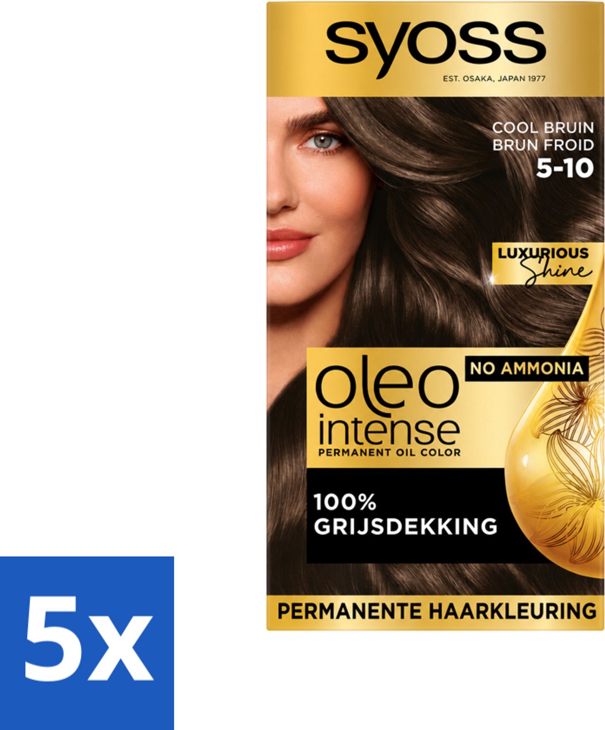 5 x SYOSS - Oleo Intense 5-10 - Haarverf - Permanente Haarkleuring - Cool Bruin - Langdurige Kleur - Voordeelverpakking - 5 stuks