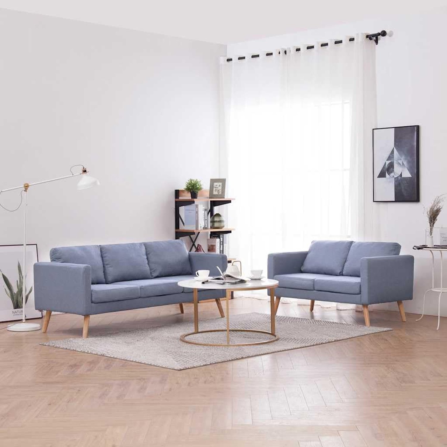 2-zits en 3-zits stof lichtgrijs comfortabele bekleding duurzaam houten frame afneembare hoezen