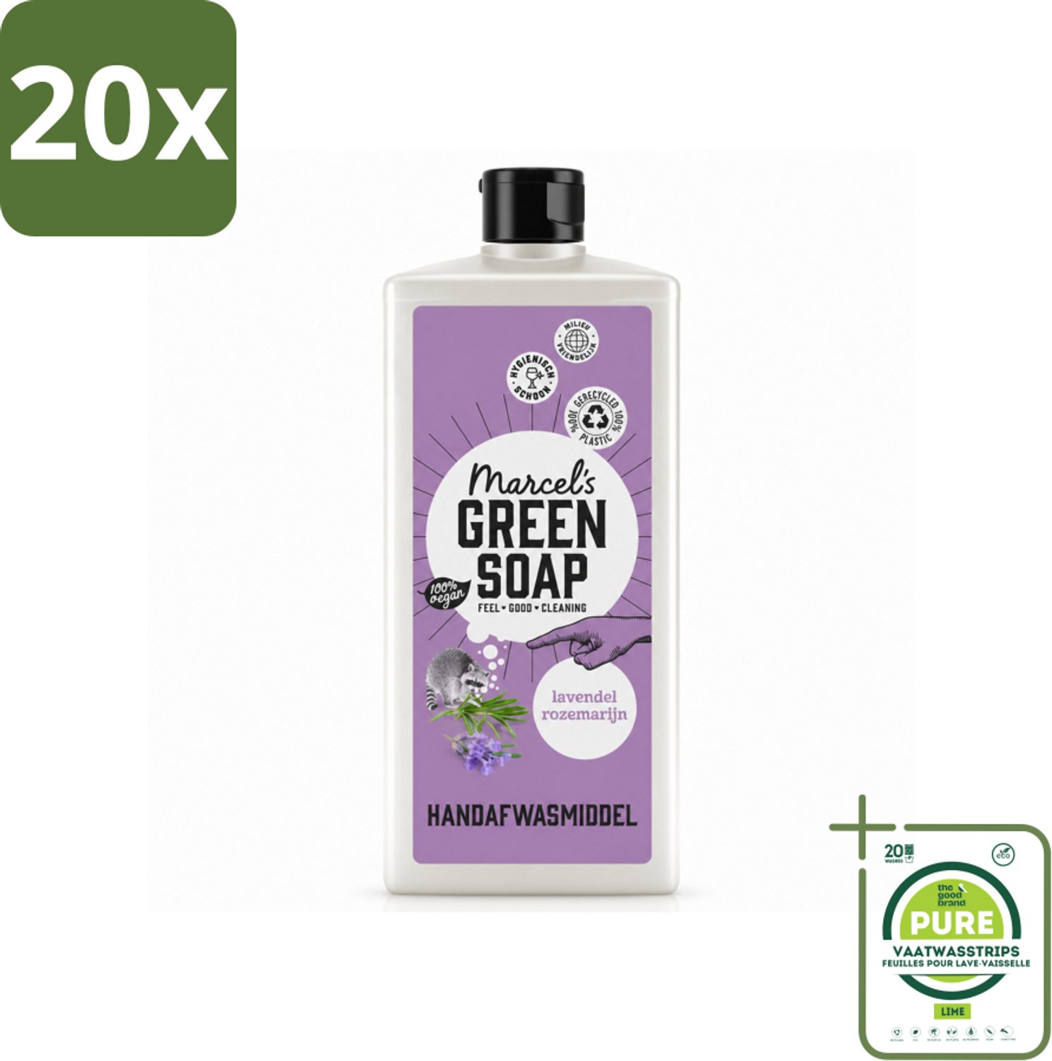 20 x Marcel's Green Soap - Afwasmiddel - Lavendel & Rosemarijn - Voor dagelijks gebruik - 500 ml - Grootverpakking - Vaatwasstrips - Afwasmiddel - Natuurlijke Afwas - Biologisch Afbreekbaar - Vegan Afwas - Lavendel Afwas