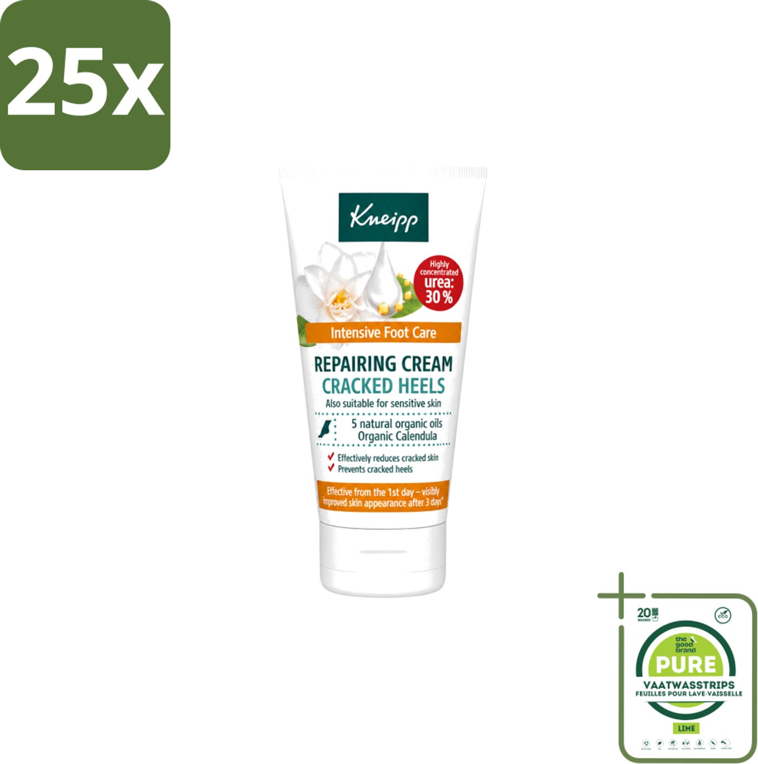 25 x Kneipp - Hielklovencrème - 30 % ureum - Geschikt voor diabetici - 50 ml - Grootverpakking - Vaatwasstrips - Kneipp Hielklovencrème - 30% Ureum - Droge Hielen - Gebarsten Hielen - Voetverzorging