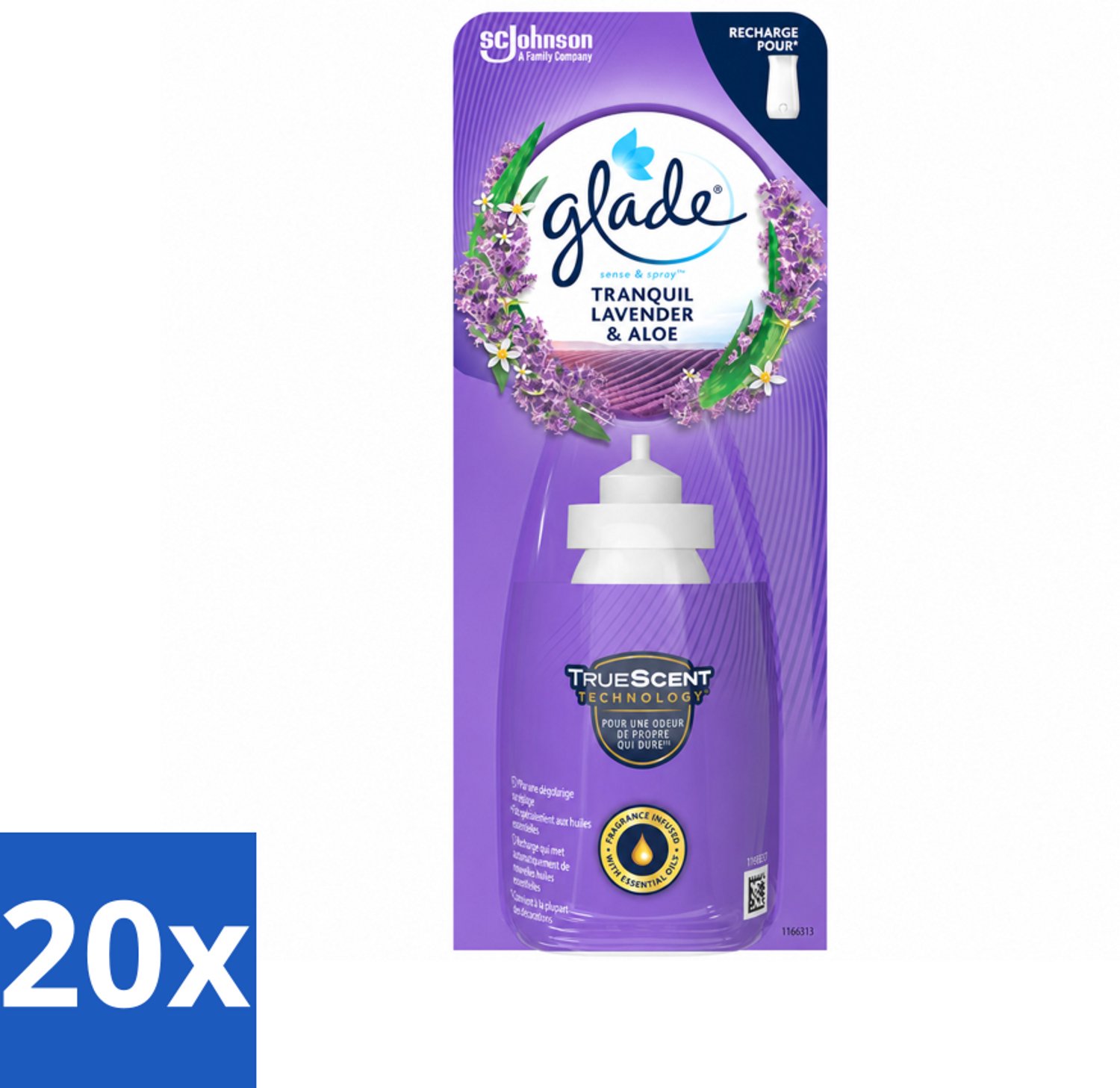 20 x Glade - Sense & Spray Navulling - Tranquil Lavender & Aloë - 18 ml - Voordeelverpakking - 20 stuks