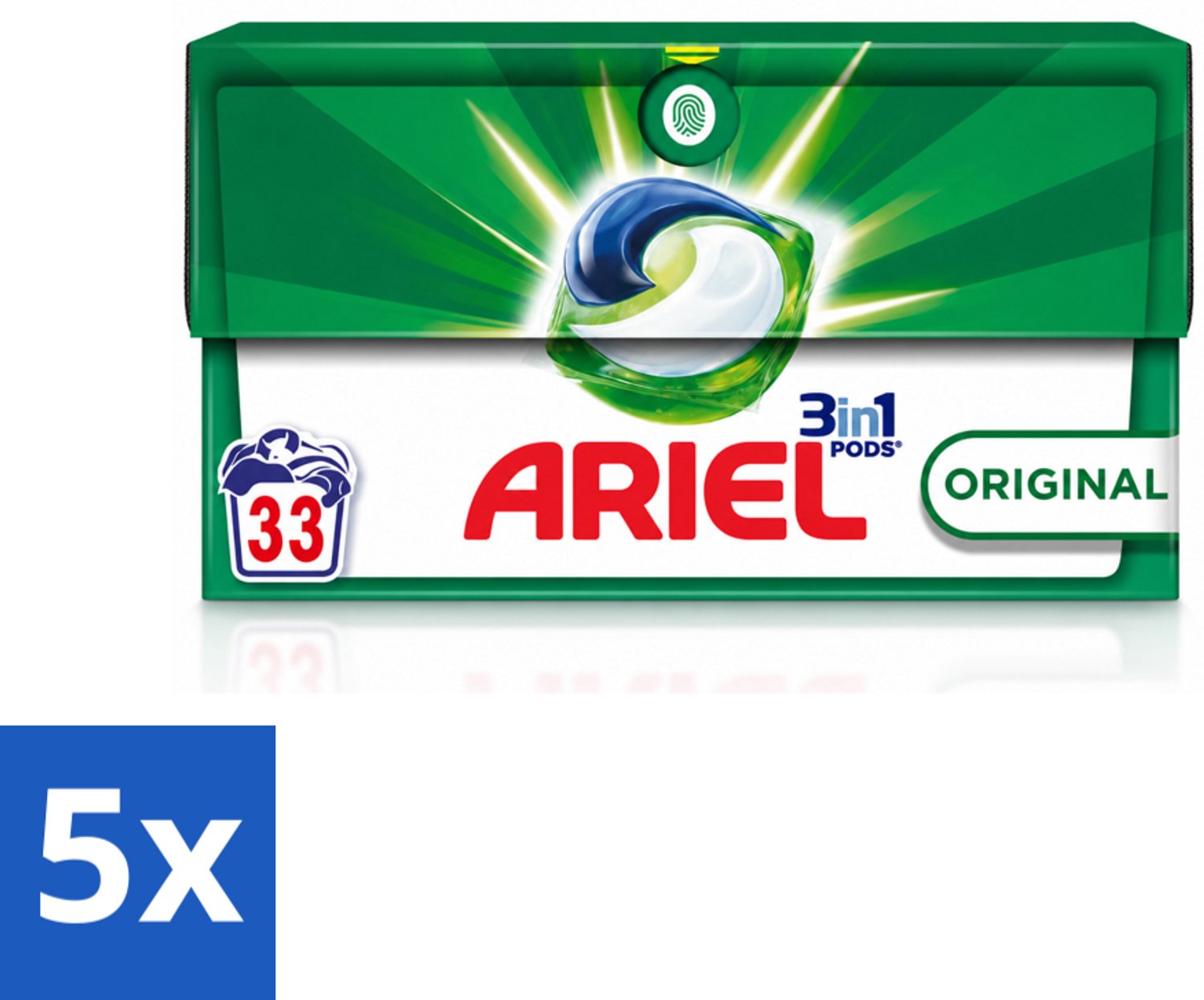 5 x Ariel - 3in1 Wasmiddel Pods - Original - 33 Pods - Voordeelverpakking - 5 stuks