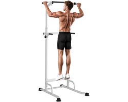 Wolcky Power Tower Fitnessstation Thuis – Trekstang en Dipstation – Verstelbare Pull-Up Bar – 12 Hoogtes – Push-ups & Leg Raises – Max. 120 kg