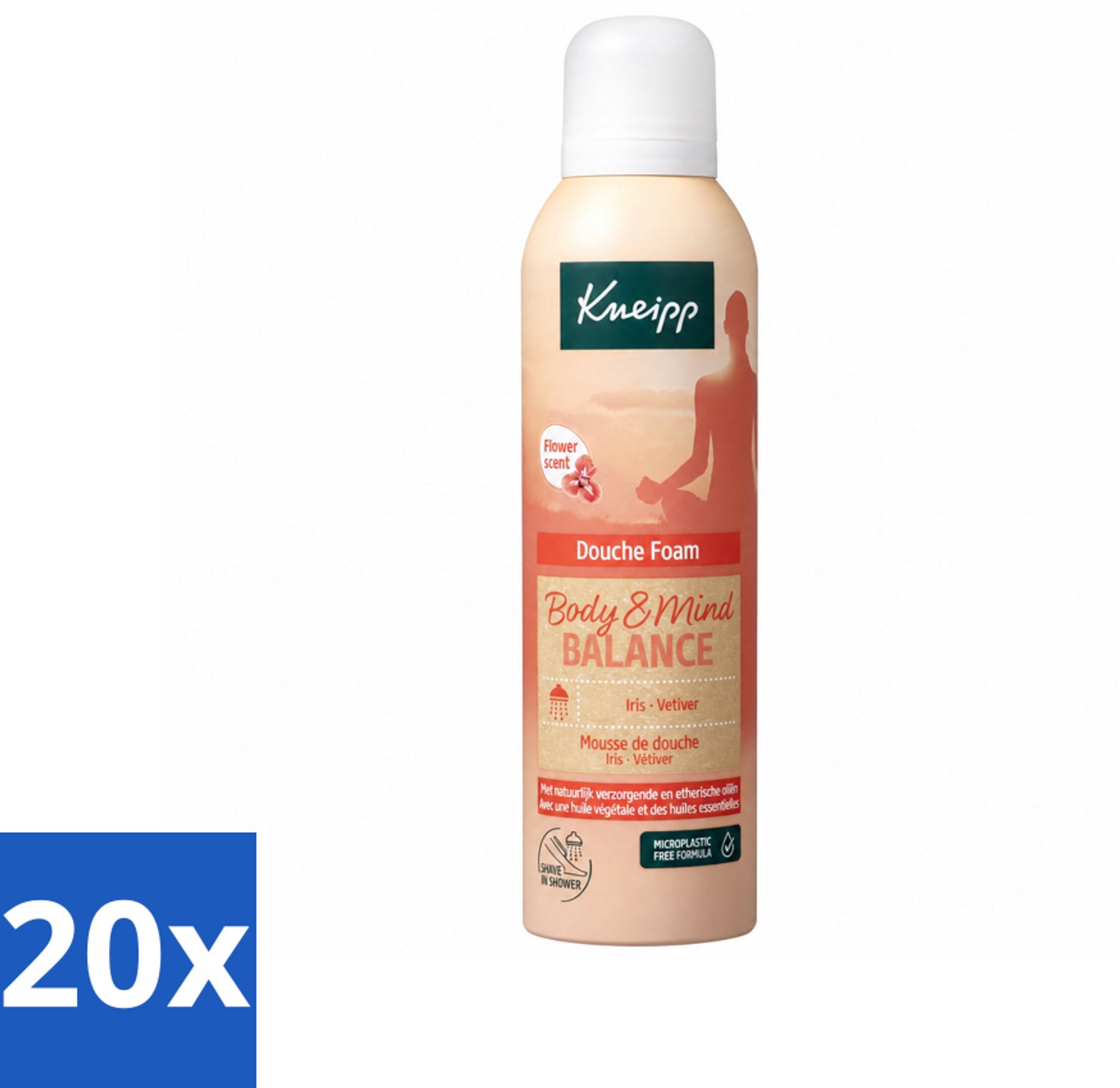 20 x Kneipp - Douche schuim - Body & Mind Balance - Iris & Vetiver - 200 ml - Voordeelverpakking - 20 stuks