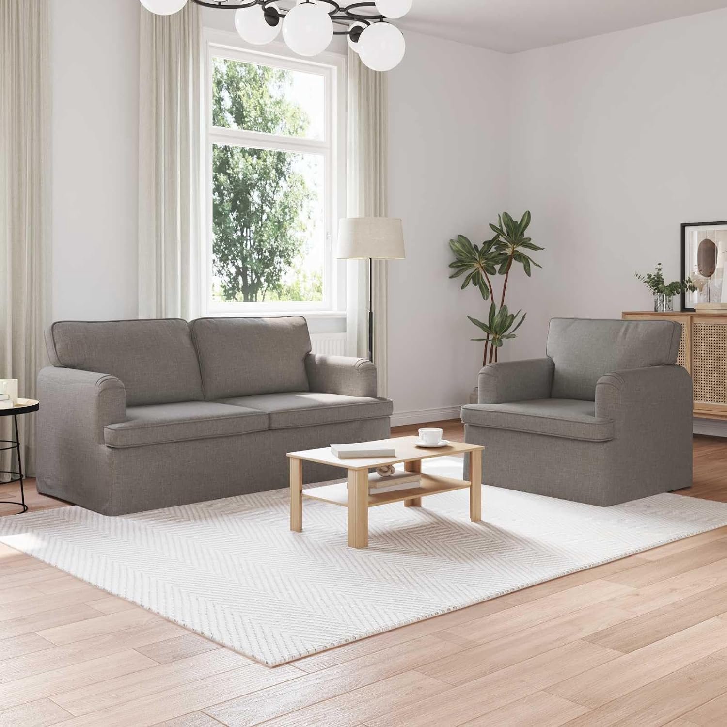 Hoekbank set 2-delig in taupe 162 x 80 x 85 cm stof sofa 2-delig met ergonomische kussens en robuust metalen frame voor woonkamer