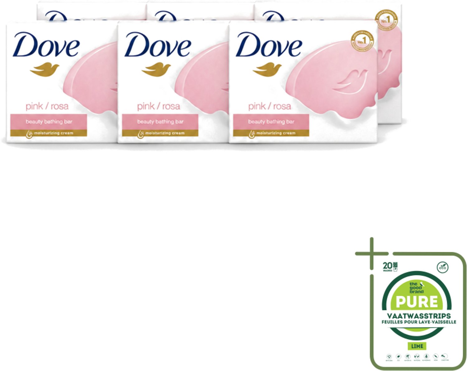 6 x Dove - Zeep - Pink - Hydraterend en Verzorgend - 4 x 100 g - Grootverpakking - Vaatwasstrips - Dove Zeep - Hydraterende Zeep - Zachte Zeep - Huidverzorging - Zeep Voor Dagelijks Gebruik