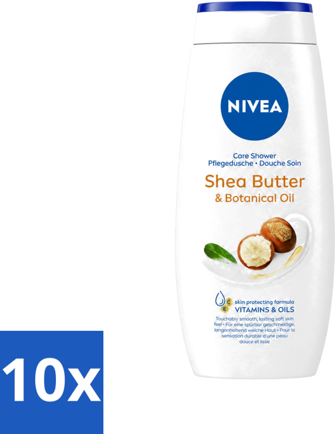 10 x Nivea - Douchegel - Shea Butter & Botanical Oil - 250 ml - Voordeelverpakking - 10 stuks