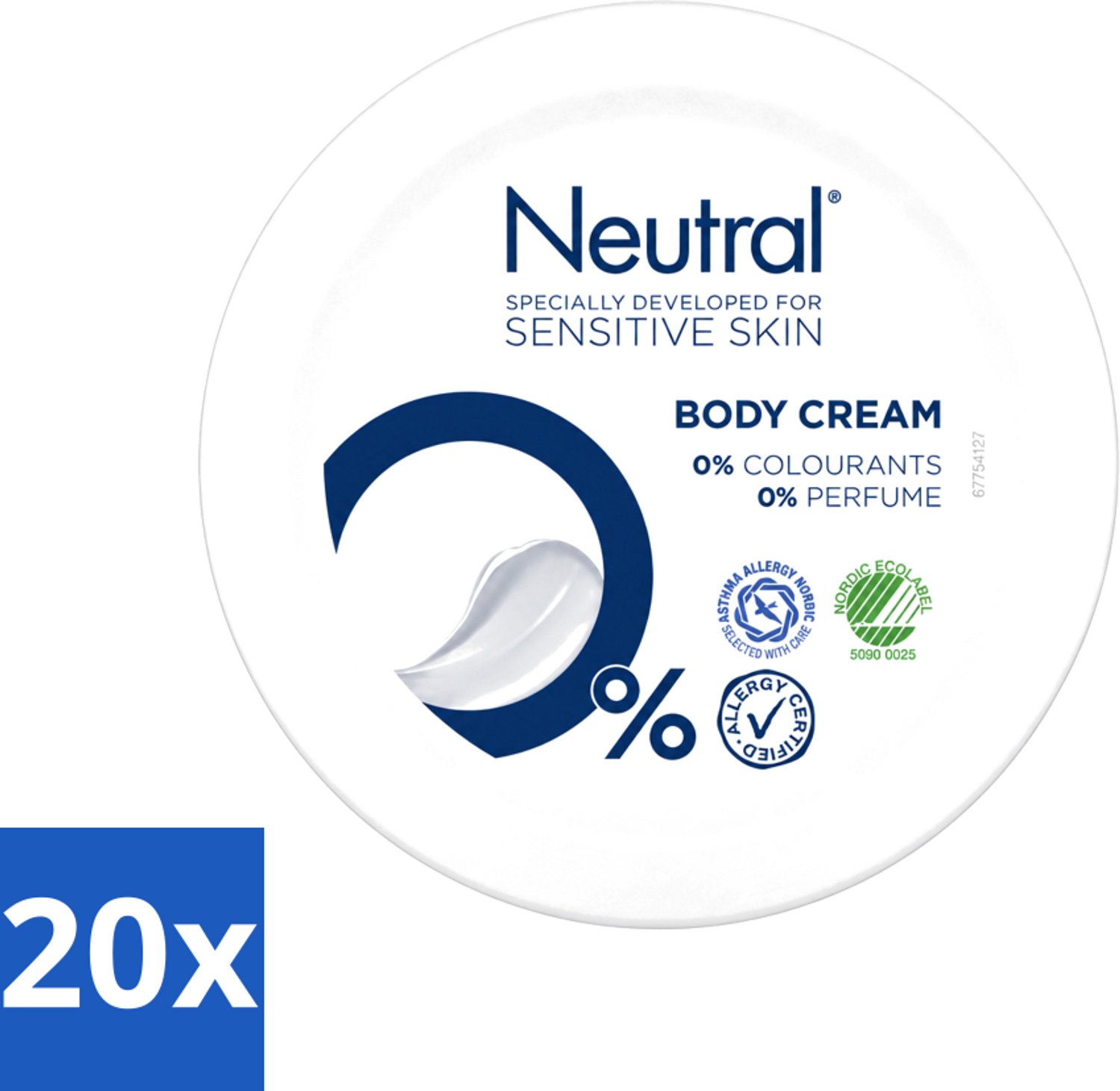 20 x Neutral - Body Cream - Gevoelige Huid - 0% Kleurstof & Parfum - 250 ml - Voordeelverpakking - 20 stuks