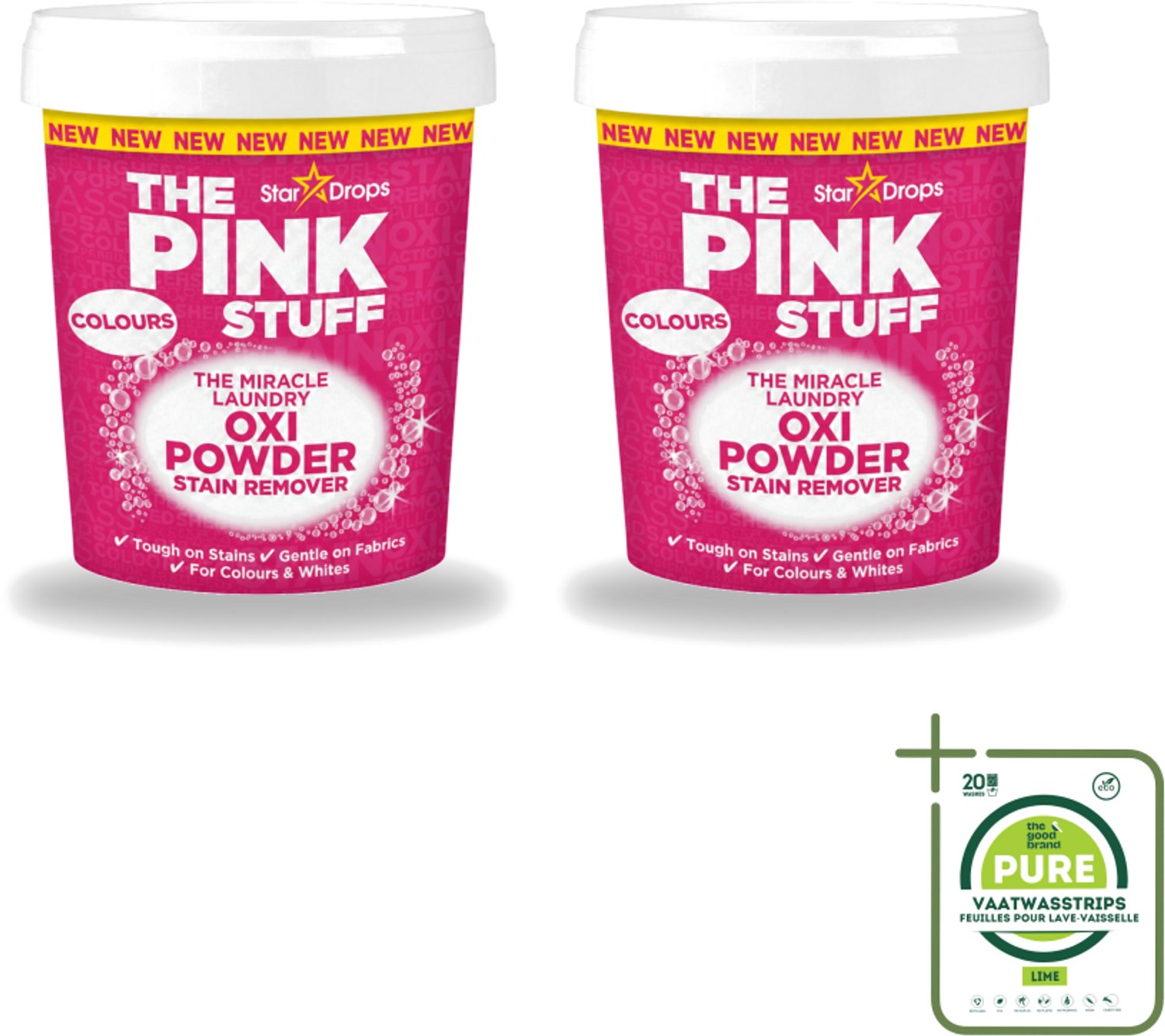 2 x The Pink Stuff - Vlekverwijderaar - Voor Bonte Was - 1kg - Grootverpakking - Vaatwasstrips - Vlekverwijderaar - Wasgoed Reinigen - Vlekken Verwijderen - Poeder Voor Was - Kleurbehoud