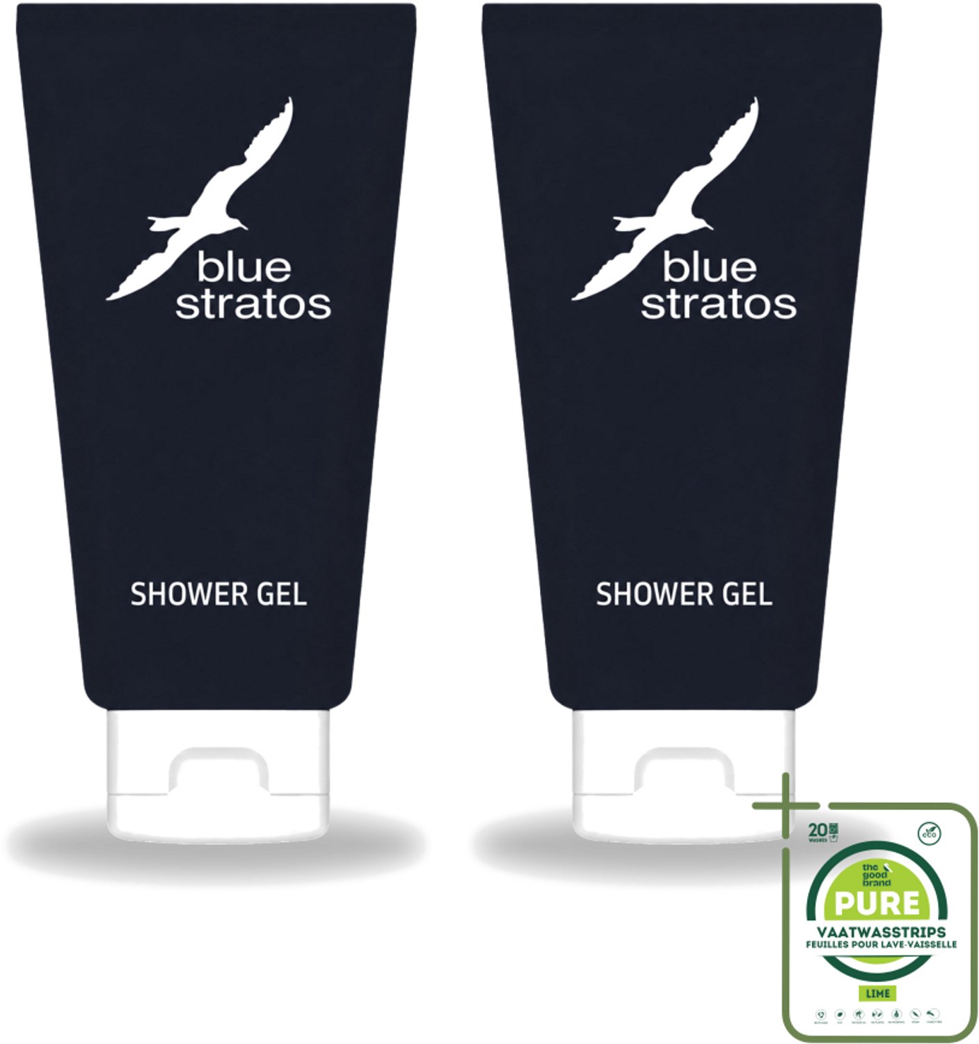 2 x Blue Stratos - Douchegel - Verfrissende Geur - 200 ml - Grootverpakking - Vaatwasstrips - Douchegel - Frisse Start - Klassieke Geur - Mannelijke Geur - Verfrissende Huid