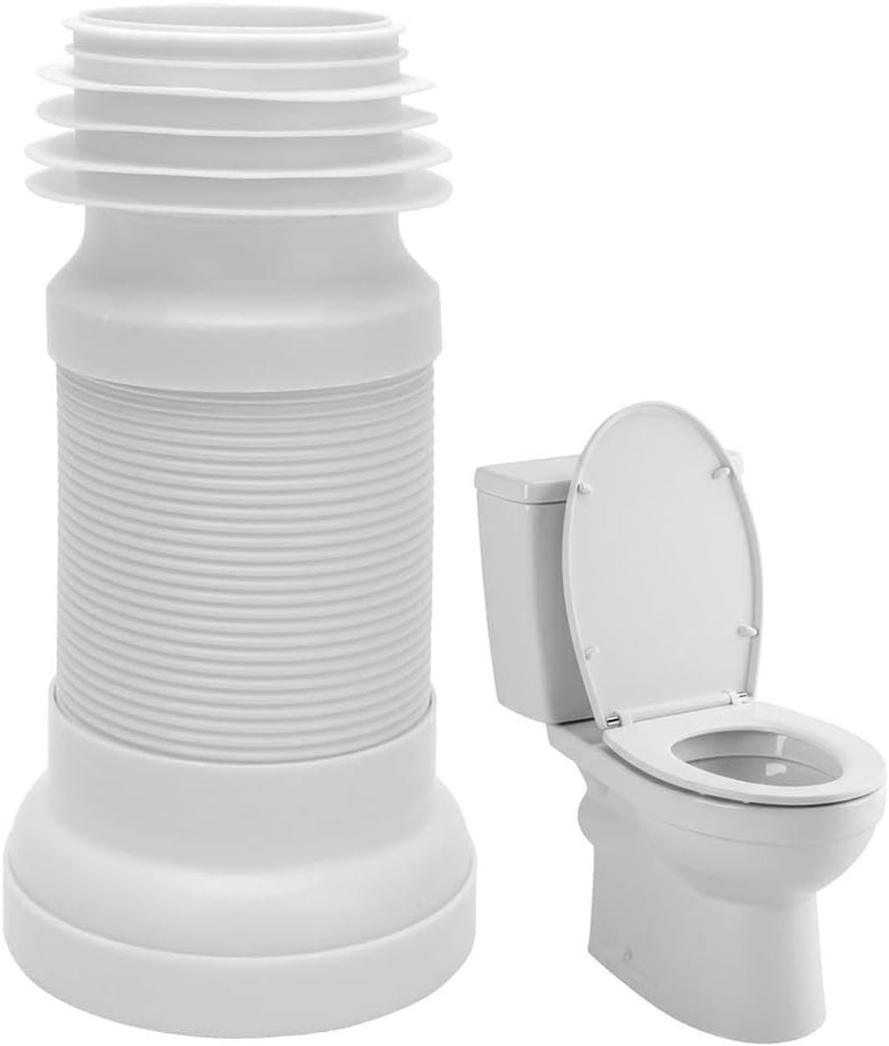 Flexibele Toilet Aansluitbuis Set - Verstelbare Afvoer Lengte 250-500 mm, Universele Verbinding voor Toilet en Afvoer, Sifon en Sanitair