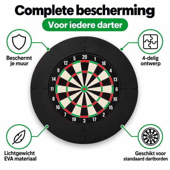 Sercano Dartbord Surround Ring – Modulaire EVA Beschermring – 45 cm Binnenmaat – Afneembare Puzzelring voor Dartbord – Muur Protector voor Darts – Zwart — afbeelding 5
