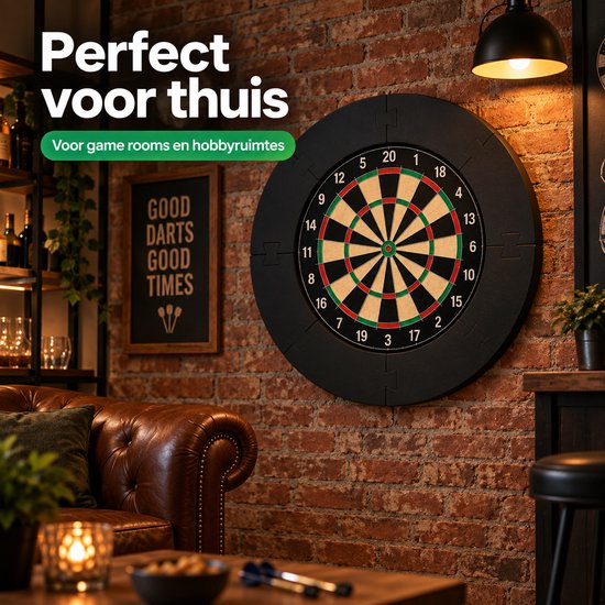 Sercano Dartbord Surround Ring – Modulaire EVA Beschermring – 45 cm Binnenmaat – Afneembare Puzzelring voor Dartbord – Muur Protector voor Darts – Zwart — afbeelding 2