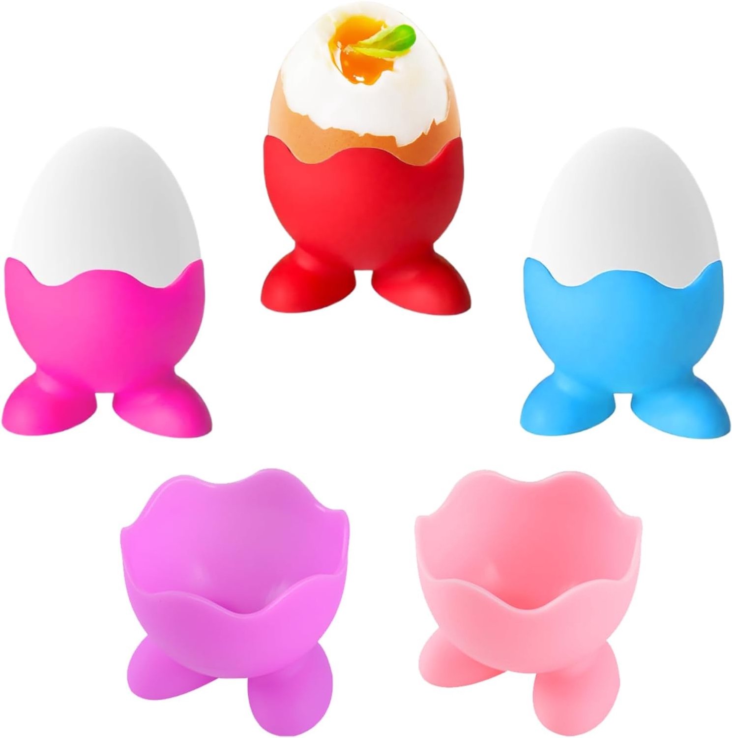 Eierbekers van silicone met basis, ideaal voor ontbijt, eenvoudig schoon te maken en geschikt voor ouderen en kinderen, perfect voor de keuken en eettafel
