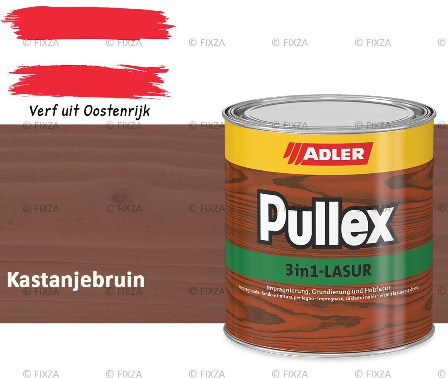 ADLER Pullex 3in1 Lazuur – Kastanjebruin – 750 ml – Houtbescherming voor Buiten – Grondverf, Tussenlaag & Eindlaag in Eén – Matte Afwerking – UV- bestendig