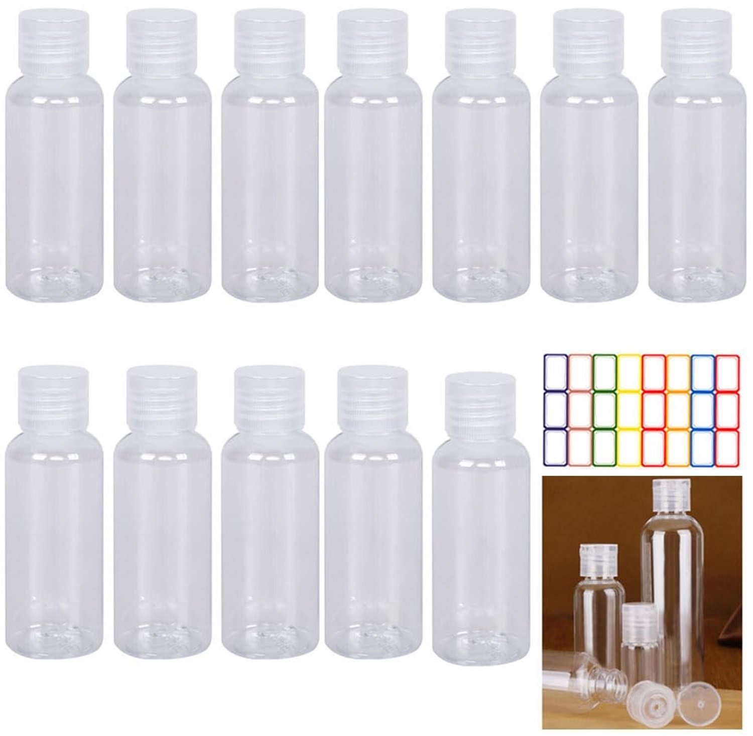 Set van 12 Reisflessen voor Vloeistoffen, 100 ml