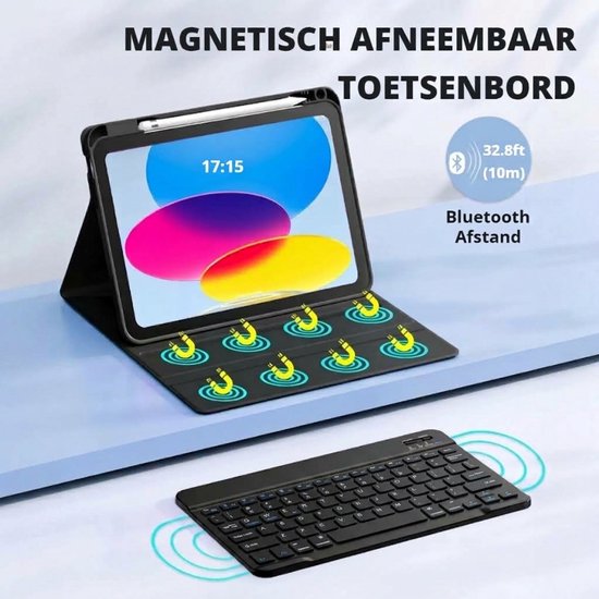 TRANSNECT - Tablet Toetsenbord Hoes - Geschikt voor Apple iPad 11 2025 A16 / iPad 10e generatie (2022) 10.9 inch - QWERTY Bluetooth Keyboard Bookcase - Zwart — cadeau in Telefoon & Tablet - foto 3