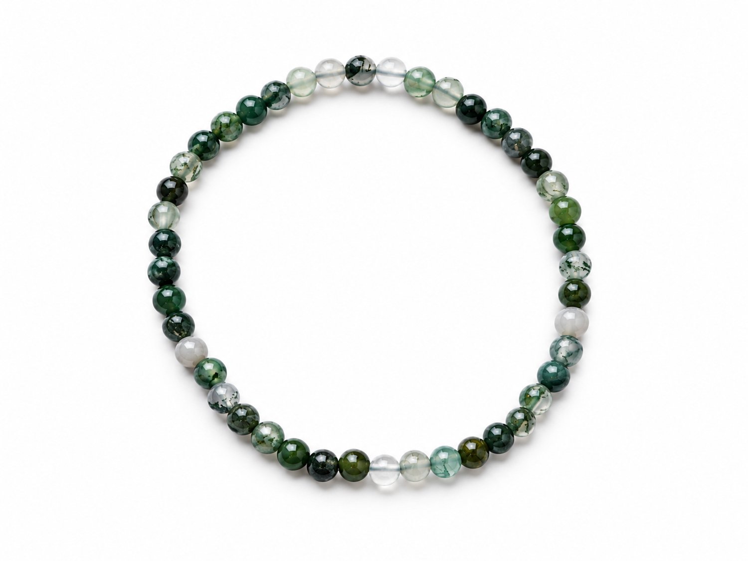 Mosagaat Armband – 4 mm Edelsteen Kralen – 17 cm – Groene Natuursteen Armband - Mosagaat Armband – Groene armband – Armband met kleine kralen – Fijne armband – Mosagaat – Agaat
