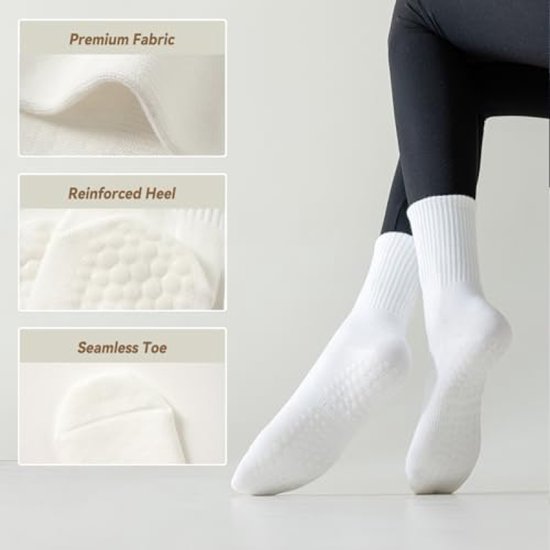 3 paar antislip sportsokken voor dames - zachte grip voor yoga en pilates - maat 36-40 — afbeelding 3