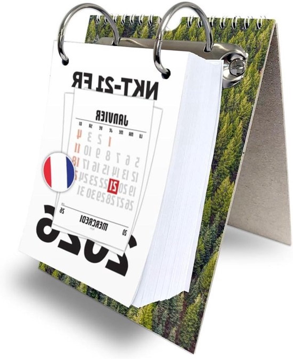 Franse Kalender - Dagkalender voor op tafel - Dagelijks overzicht - Grote cijfers - A6 - Grote kalendermaand