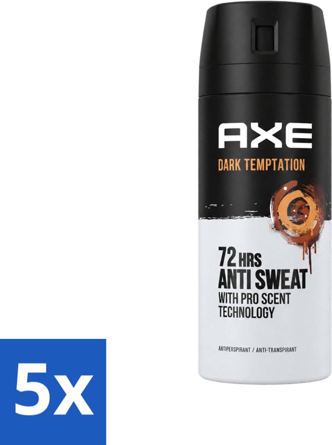 5 x Axe - Deodorant Spray - 72hrs Anti Sweat - Dark Temptation - 150 ml - Voordeelverpakking - 5 stuks