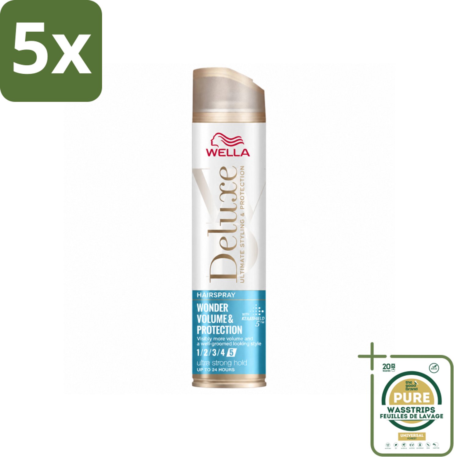 5 x Wella – Deluxe Volume & Protection – Haarspray – 250 ml - Wasstrips - Haarspray - Volume - Bescherming - UV Bescherming - Anti-pluis