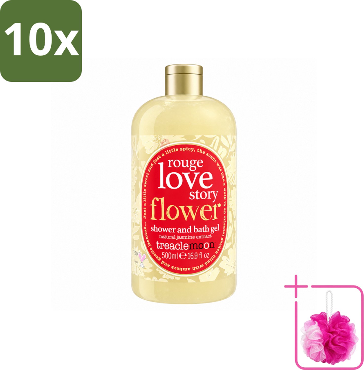 10 x Treaclemoon – Bad- & Douchegel – Rouge Love Story – 500 ml - Bulkverpakking - Bad en douchegel - Douchemop - Gember