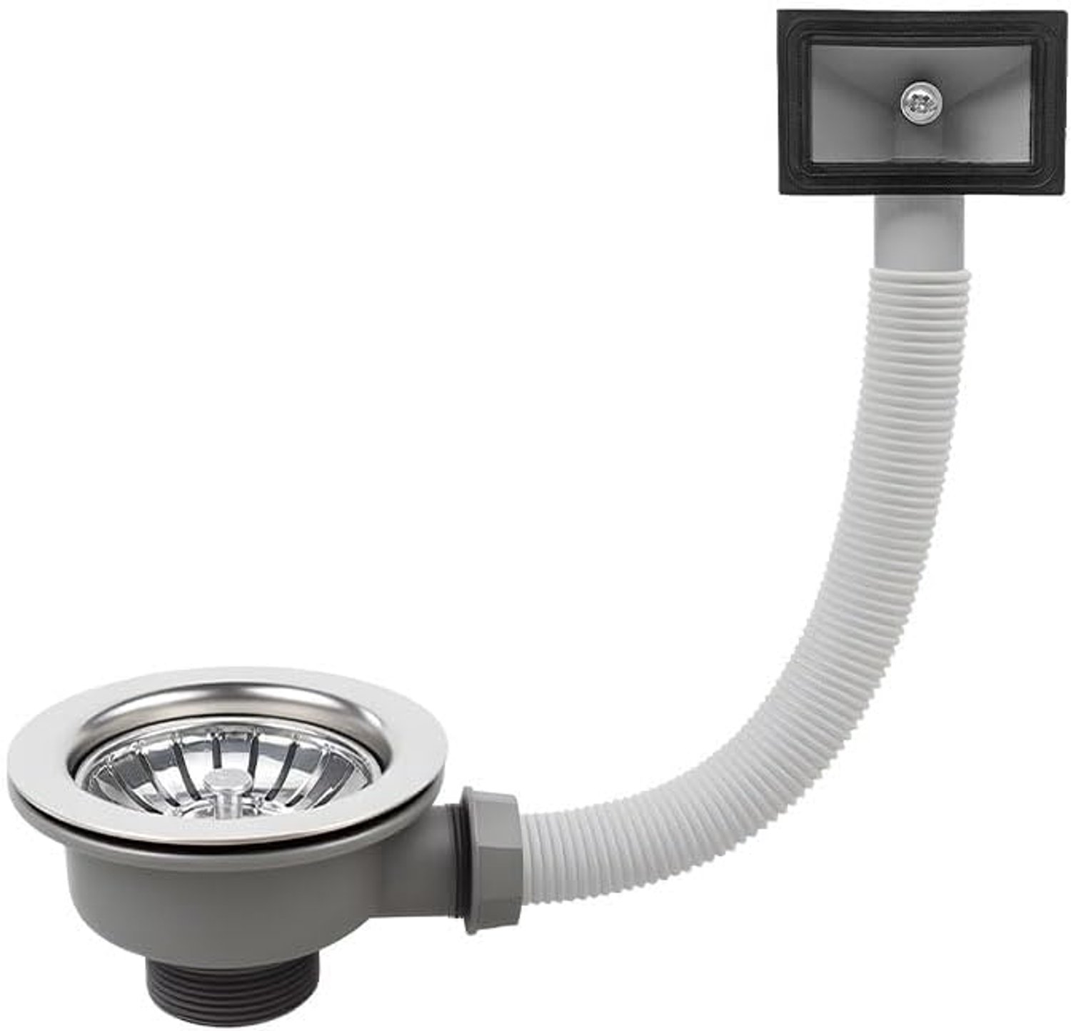 Afvalset voor gootsteen, 1½ inch roestvrijstalen gootsteenafvoer met vierkante stroom en mandfilter, universele gootsteenafvalfittingen (114 mm)