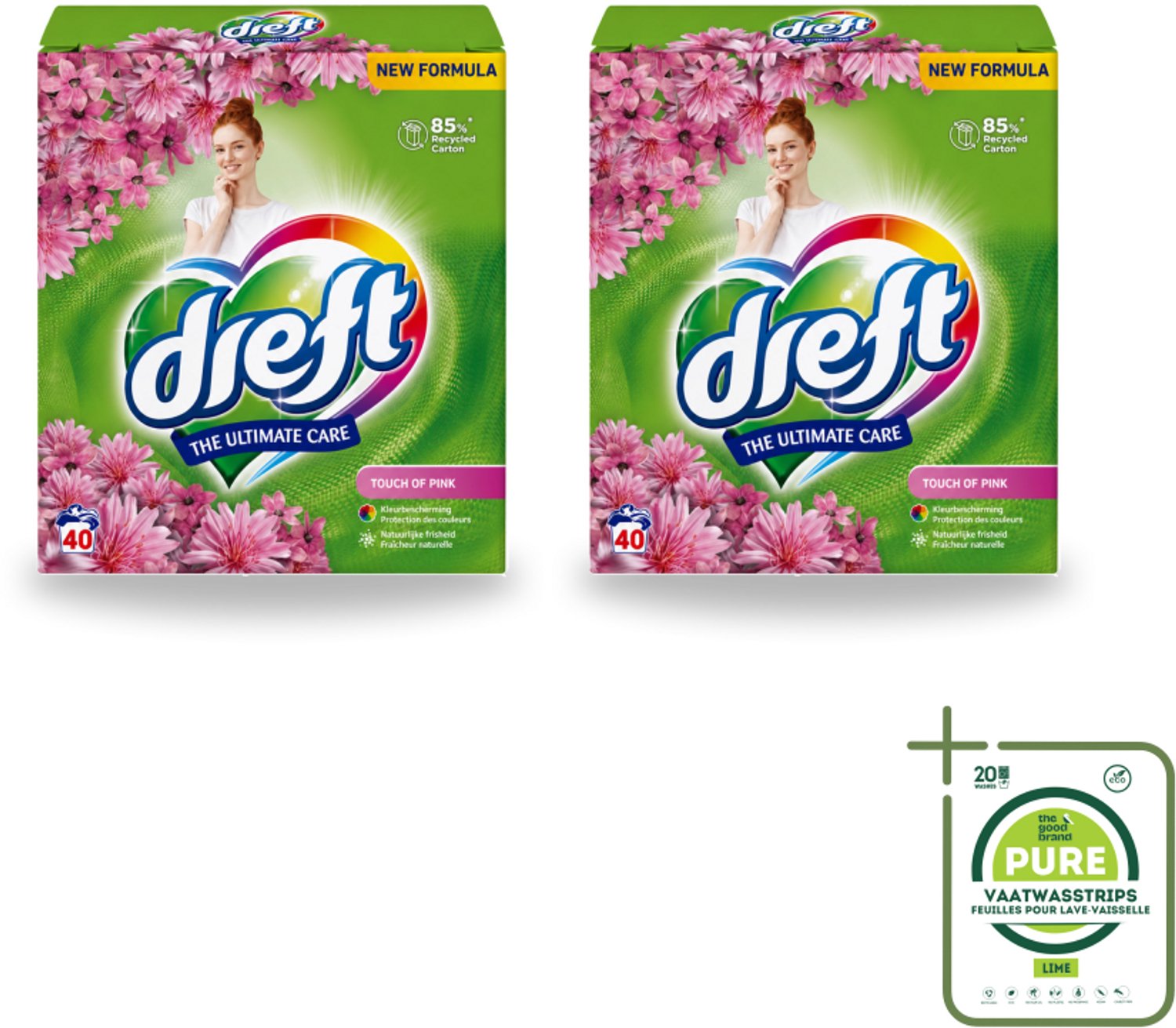 2 x Dreft – Touch Pink – Poeder Wasmiddel – 2,6 kg – 40 wasbeurten - Grootverpakking - Vaatwasstrips - Wasmiddel Poeder - Wasmiddel Voor Kleding - Frisheid Wasmiddel - Kleurbescherming Wasmiddel - Anti-kreukwerking