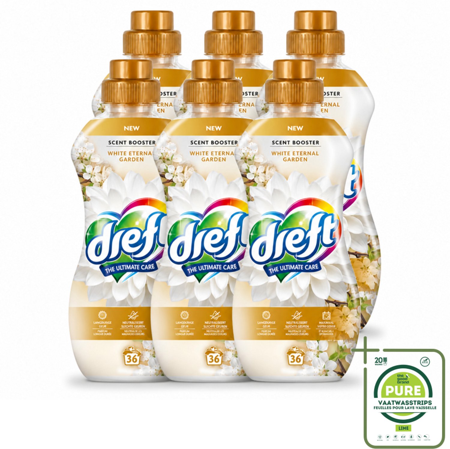 6 x Dreft – White Eternal Garden – Vloeibare Geurbooster – 720 ml – 36 wasbeurten - Grootverpakking - Vaatwasstrips - Wasgeur - Wasgeurbooster - Frisse Geur - Wasmiddel - Textiel Verzorging