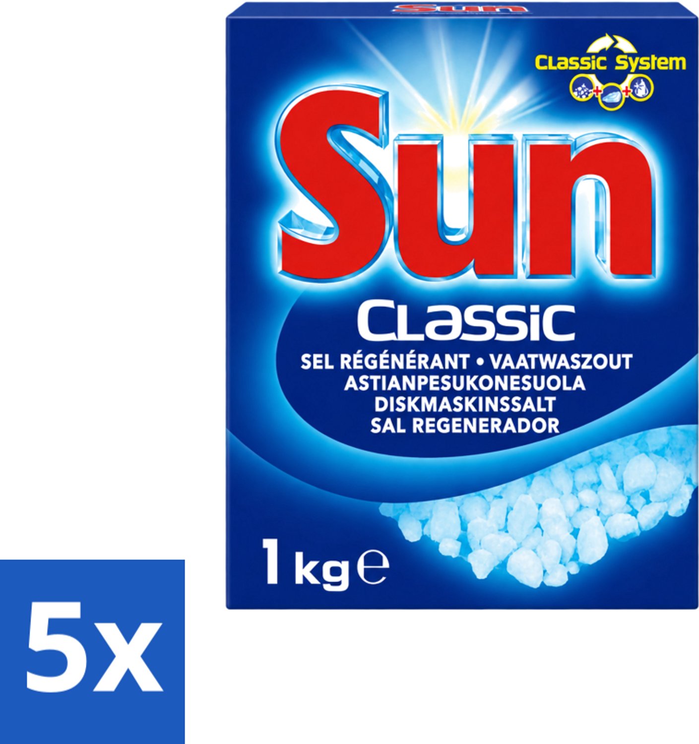 5 x Sun Classic - Vaatwaszout - Klassiek Systeem - 1 kg - Voordeelverpakking - 5 stuks