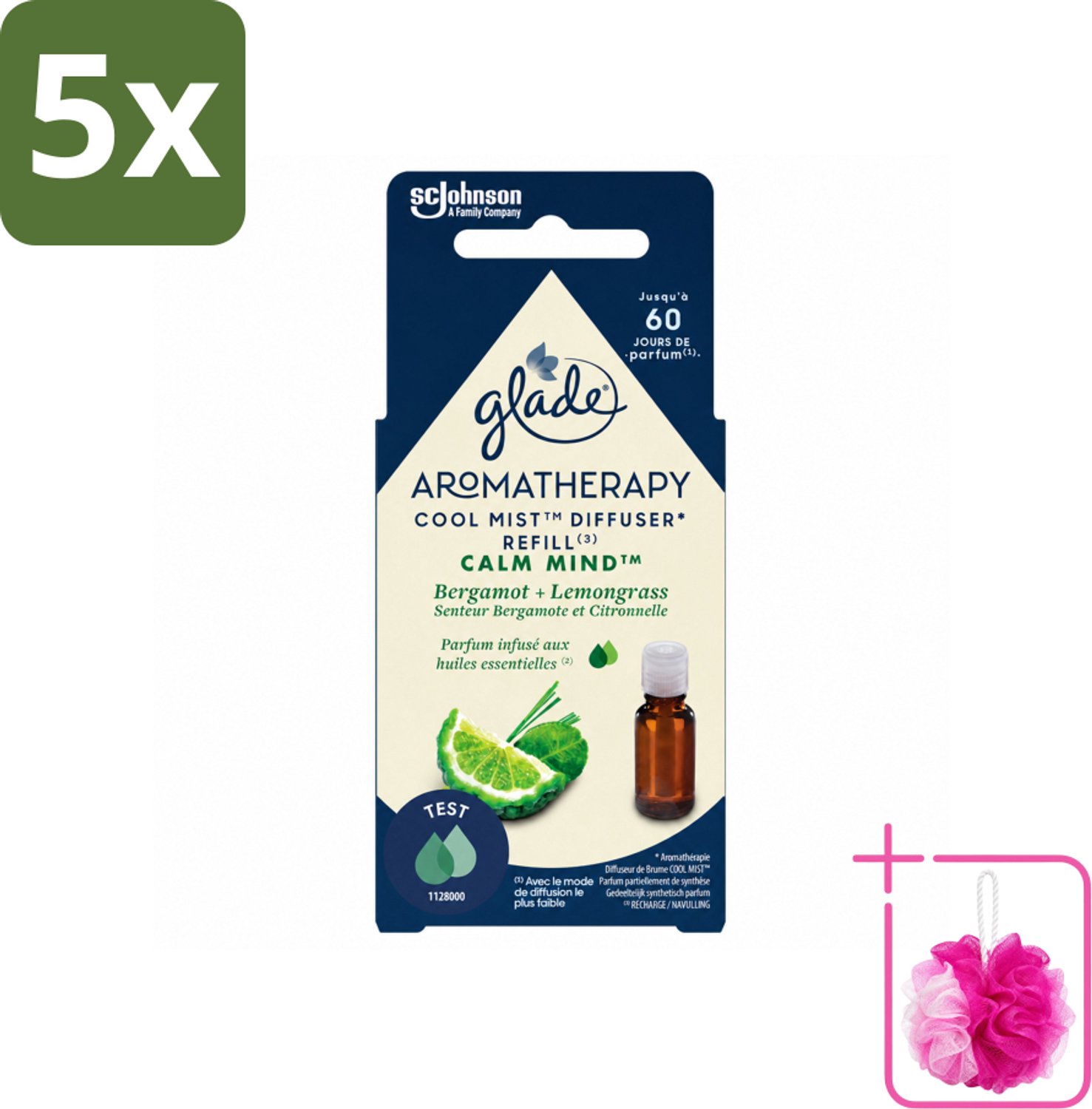 5 x Glade – Aromatherapy Mist Diffuser Navulling – Calm Mind – 17,4 ml - Bulkverpakking - Aromatherapie - Douchemop - Ontspanning