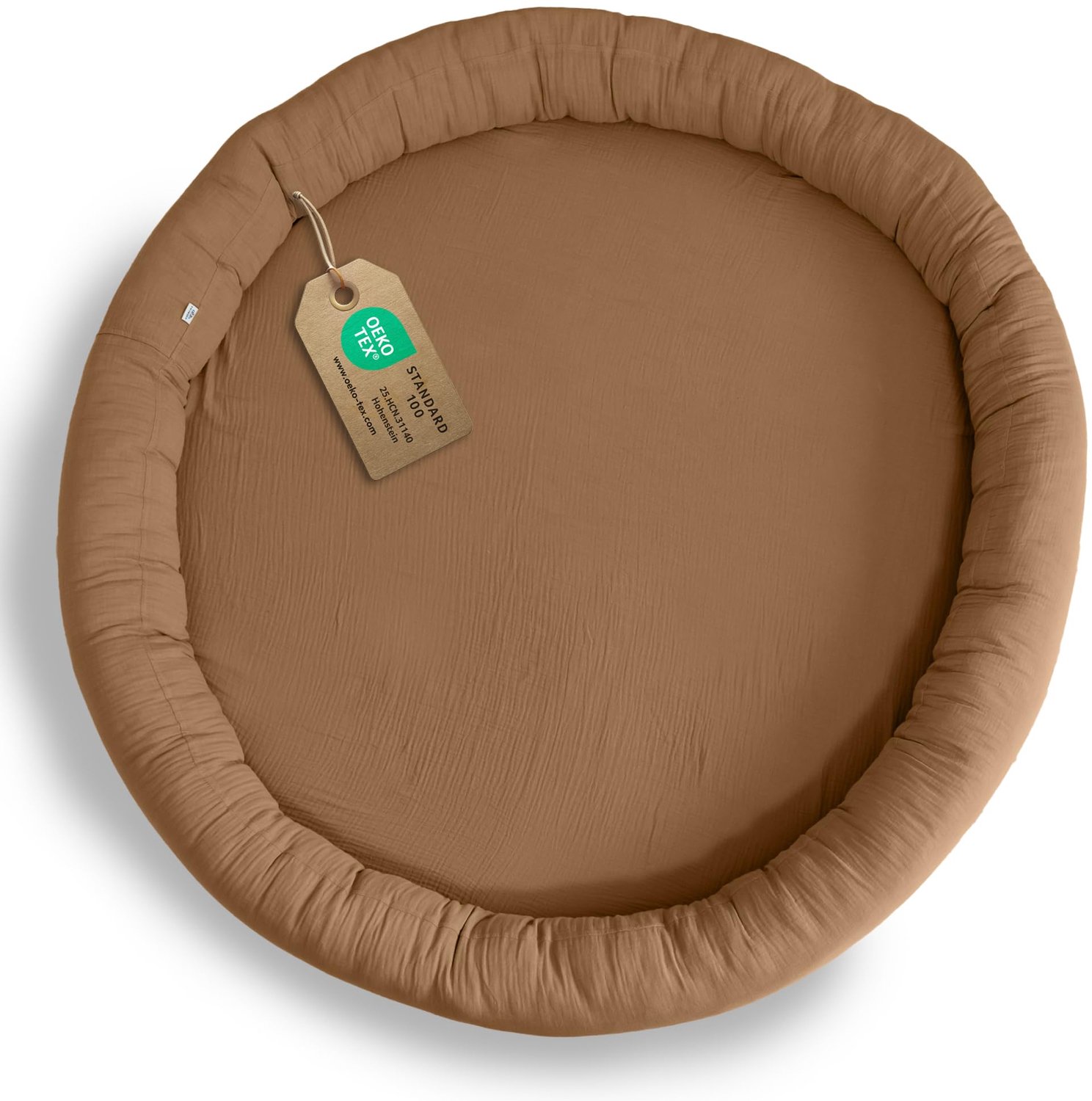 LILIMAUS Vloerkussen rond kinderkamer - ca. 90 cm - mousseline katoen - bruin