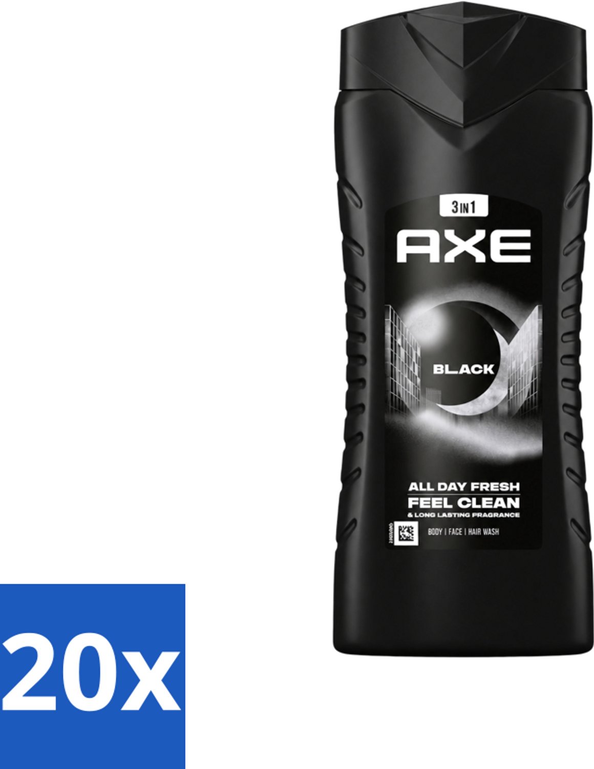 20 x Axe XL - 3-in-1 Douchegel - Black - Frozen Pear & Cedarwoord - 12hrs Long Lasting Scent - 400 ml - Voordeelverpakking - 20 stuks