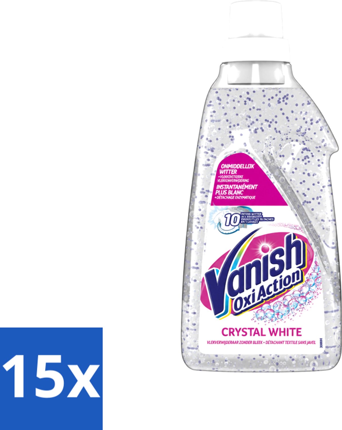15 x Vanish Oxi Action - Kristalwit - Vlekkenverwijderaar Gel - Zonder Bleek - Witte Was - 15 Wasbeurten - Voordeelverpakking - 15 stuks