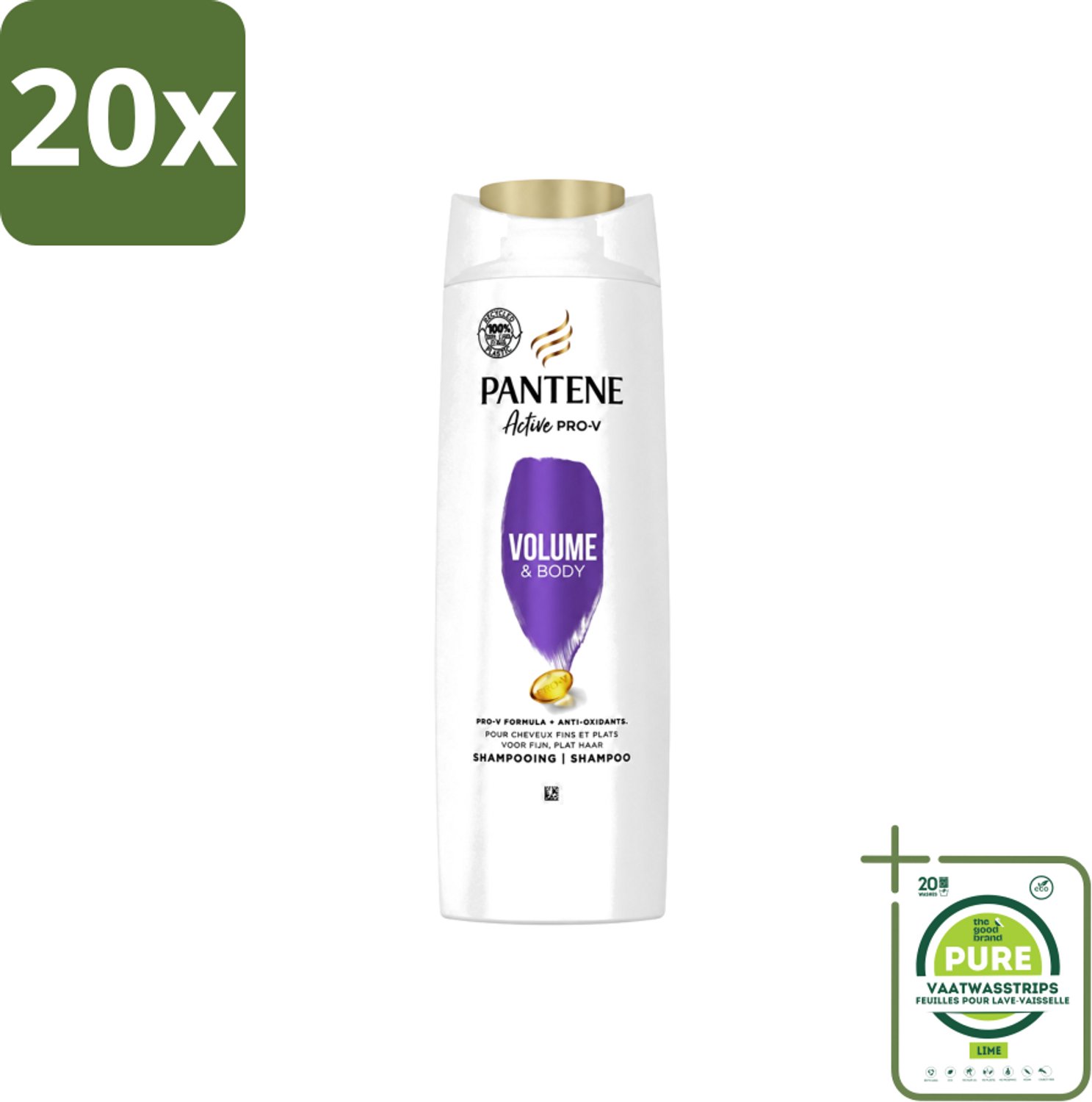 20 x Pantene - Shampoo - Antioxidant - 360 ml - Grootverpakking - Vaatwasstrips - Pantene Shampoo Antioxidant - Haar Beschermen - Antioxidanten - Haar Versterken - Haar Verzorgen