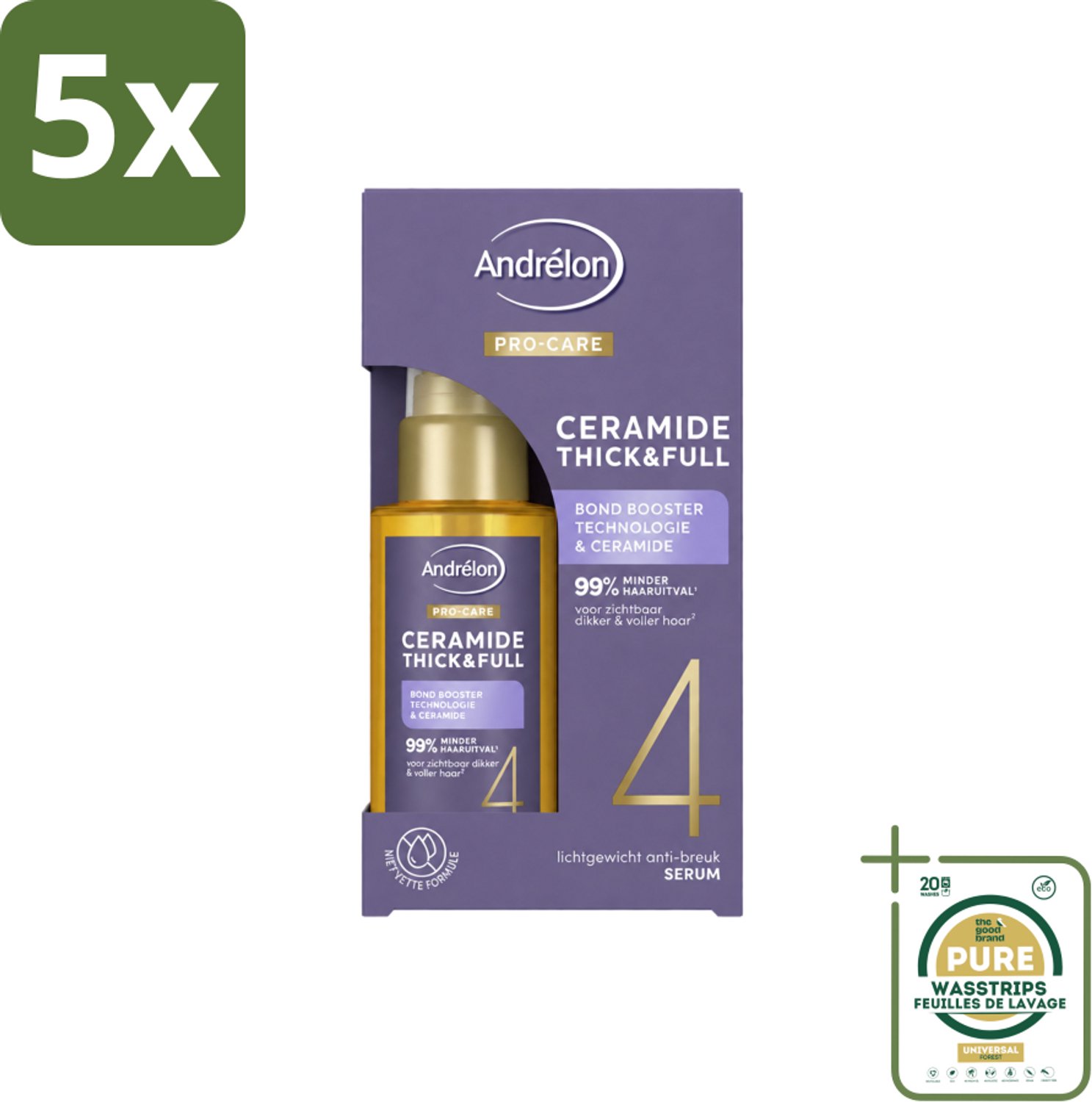 5 x Andrélon – Serum – Pro Care – 50 ml - Wasstrips - Haarverzorging - Haarversterking - Haarverdikking - Haarbescherming - Ceramide