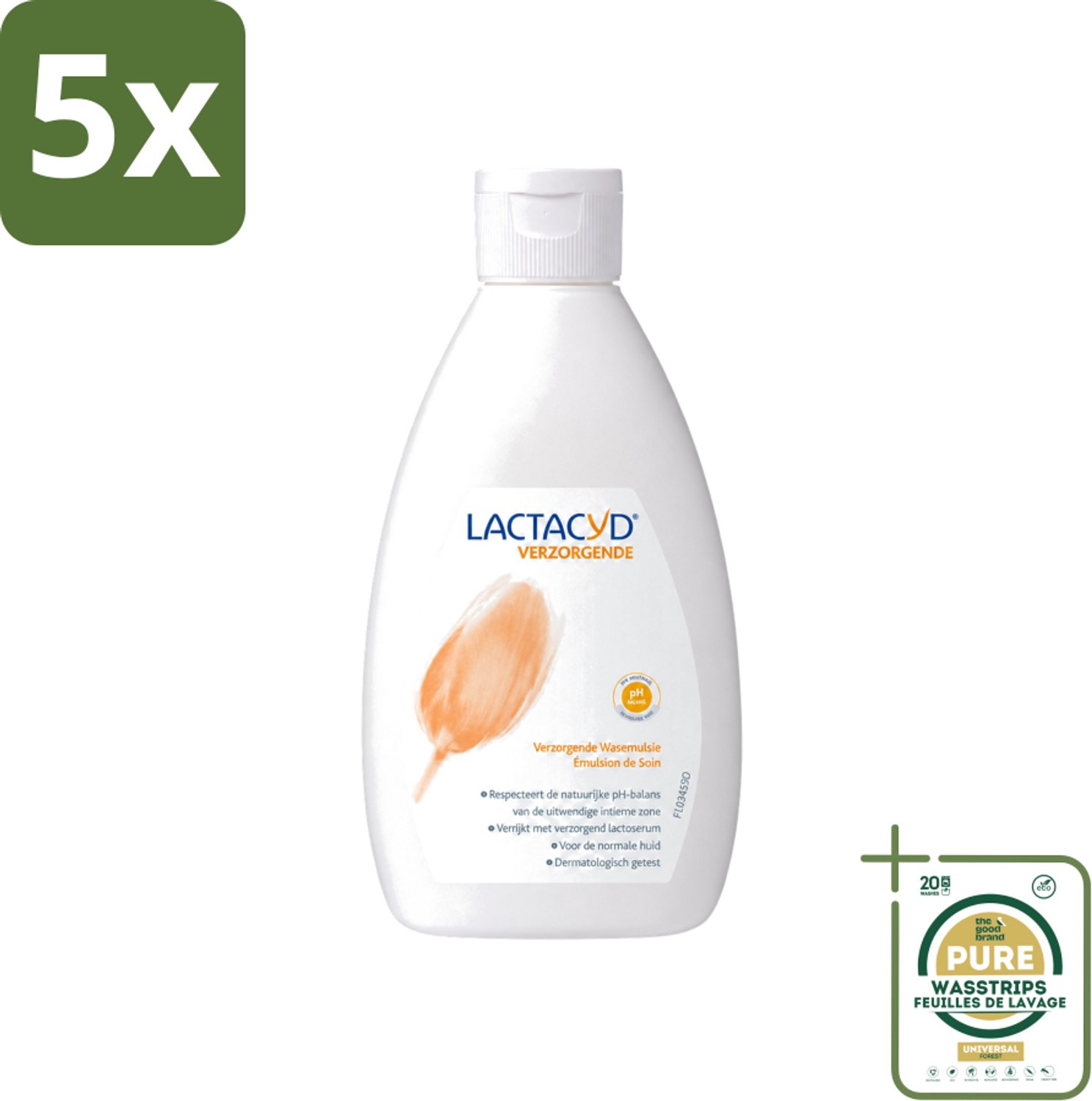 5 x Lactacyd – Verzorgende Wasemulsie – pH-vriendelijk – 300 ml - Wasstrips - Intieme Wasemulsie - Verzorgende Wasemulsie - PH-vriendelijk - Melkzuur - Lactoserum