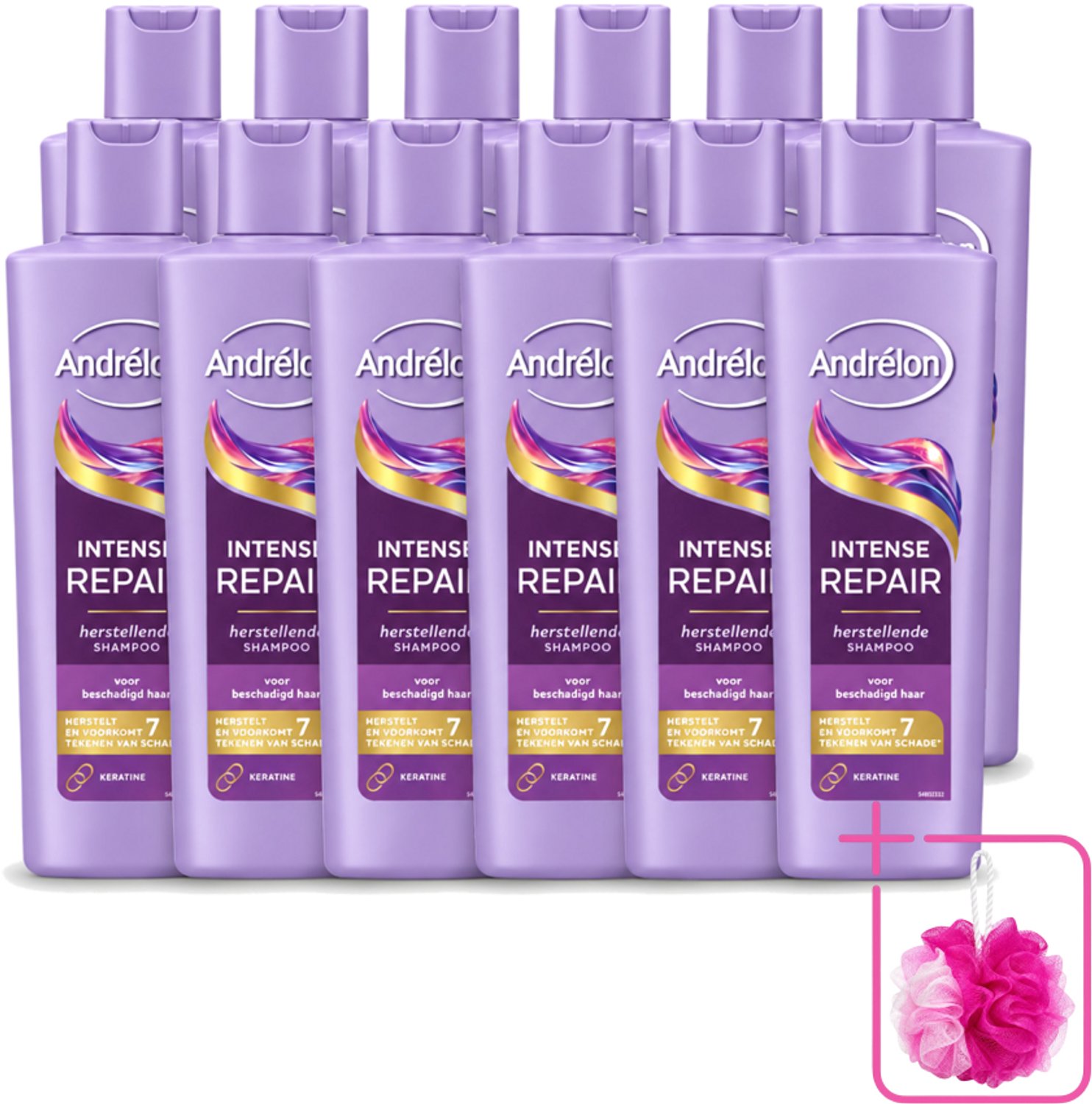 12 x Andrélon – Shampoo – Intense Repair – 250 ml - Bulkverpakking - Haar herstellen - Douchemop - Beschadigd haar