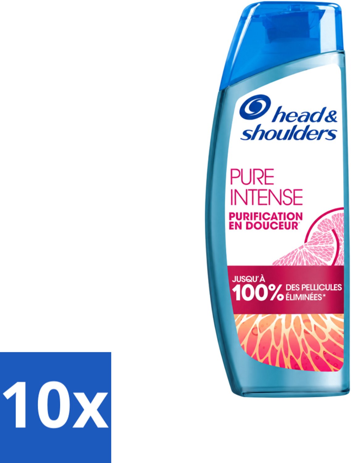 10 x Head & Shoulders - Anti-Roos Shampoo - Pure Intense - Grapefruit - 250 ml - Voordeelverpakking - 10 stuks