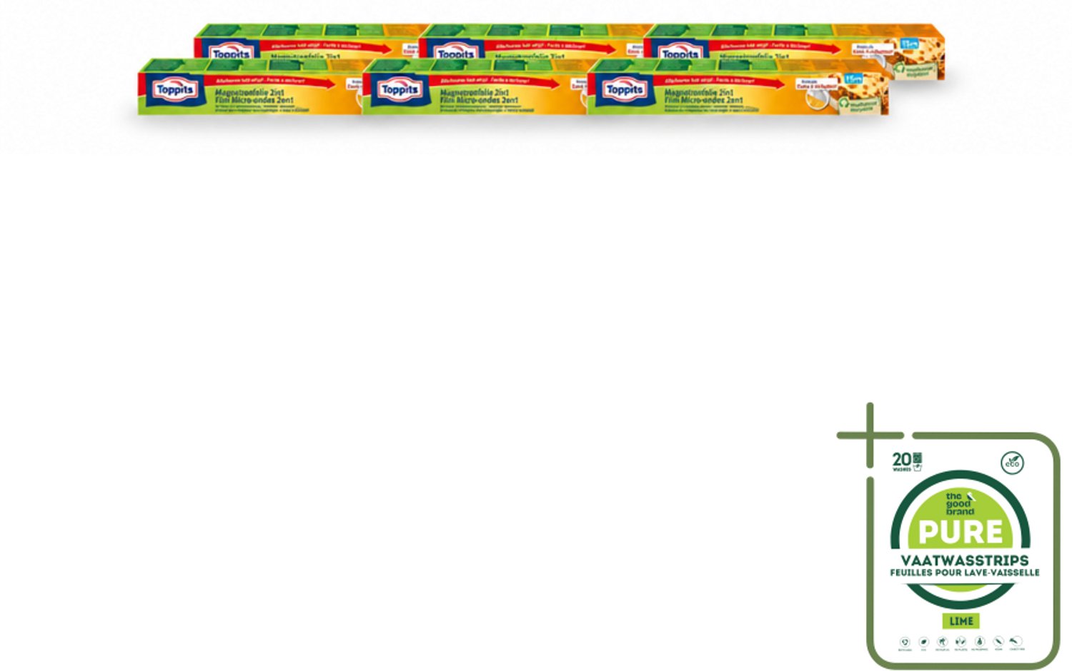 6 x Toppits – Magnetronfolie 2-in-1 – 15 m - Grootverpakking - Vaatwasstrips - Magnetronfolie - Bewaren - Opwarmen - Stoomafgifte - Versheid